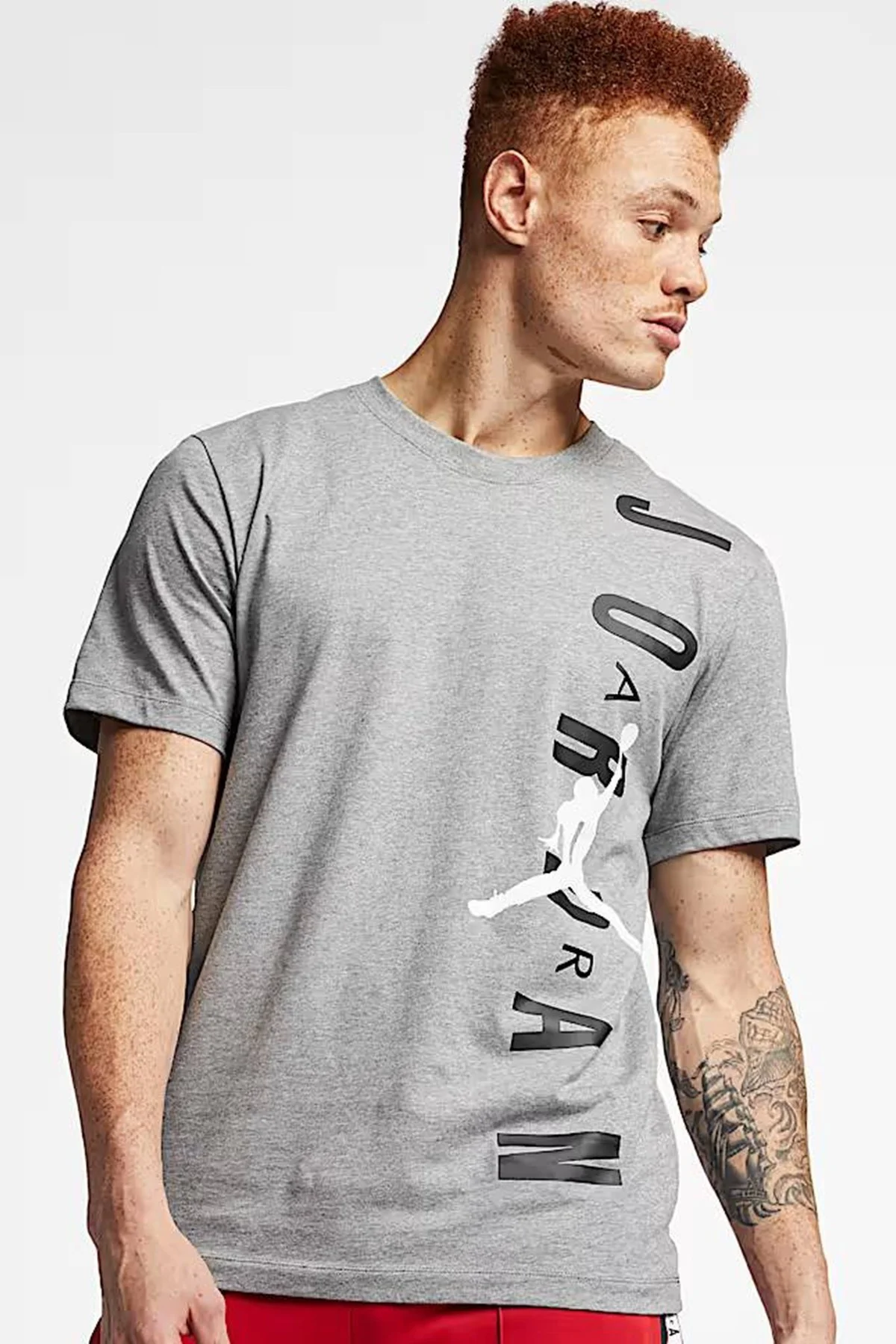 Nike Jordan Jumpman Vertical Air Stretch Crew Tee Erkek Logolu Tişört Gri Nike Jordan Jumpman Vertical Air Stretch Crew Tee Erkek Logolu Tişört Gri