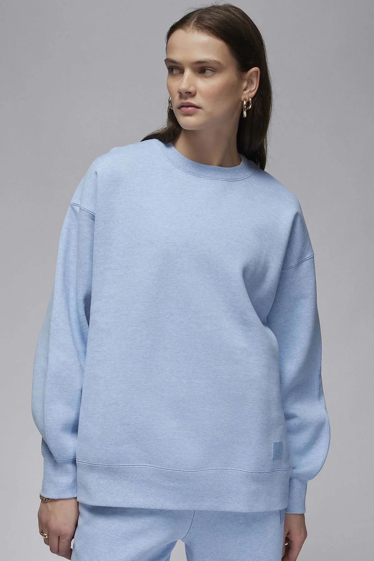 Nike Jordan Flight Fleece Crew Oversize Kadın Geniş Kalıp Sweatshirt Beyaz
