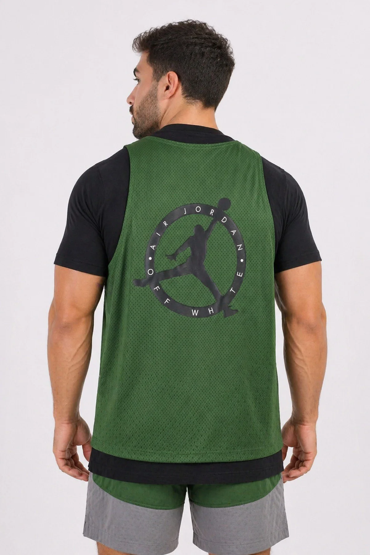 Nike Jordan X Off White Mens T-Shirt Atlet Detaylı Erkek Pamuklu Tişört Yeşil Siyah Nike Jordan X Off White Mens T-Shirt Atlet Detaylı Erkek Pamuklu Tişört Yeşil Siyah