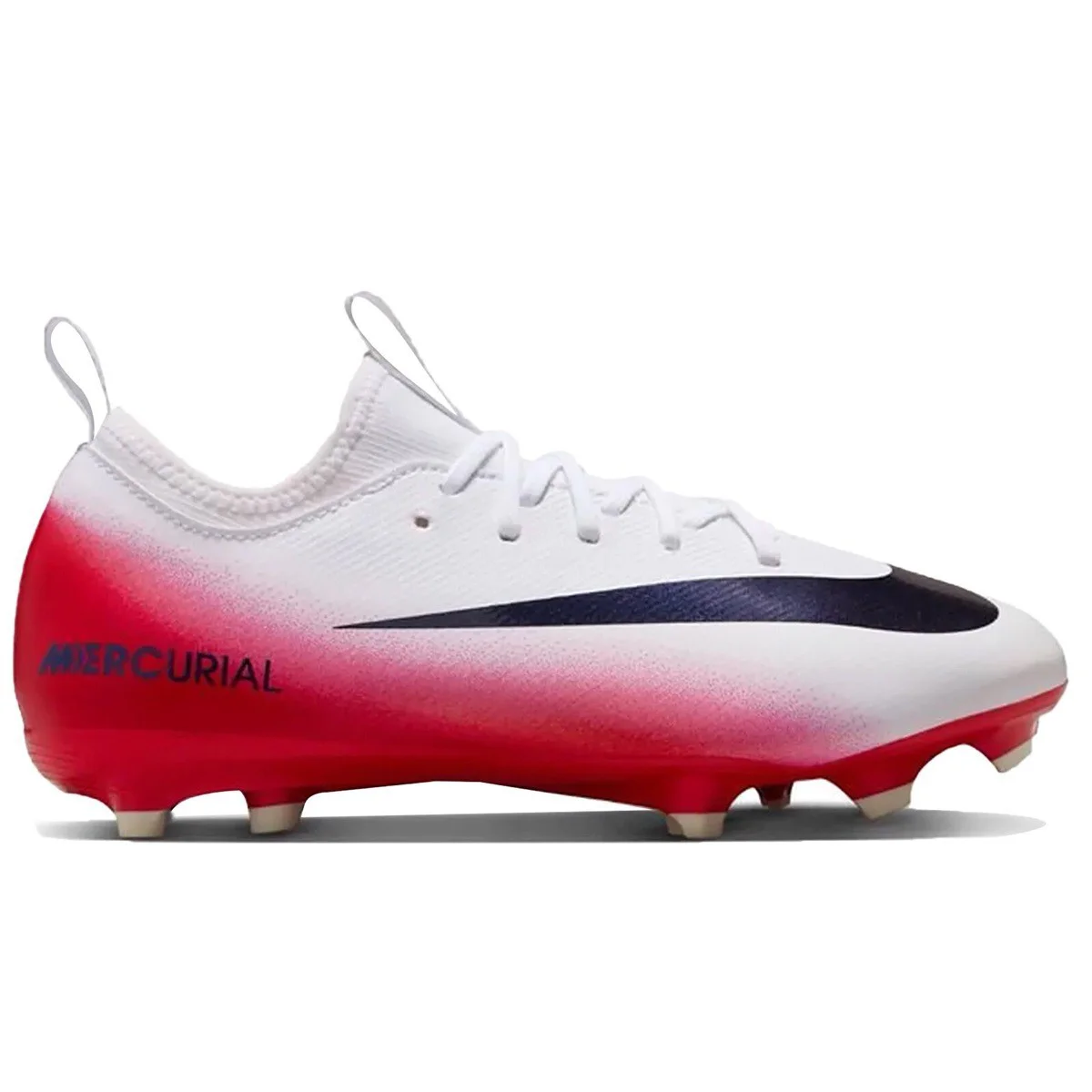 Nike Mercurial  Zoom Vapor 16 Academy FG/MG LV8 Kids Football Shoes White Red Çocuk Çoklu Zemin Kramponu Beyaz