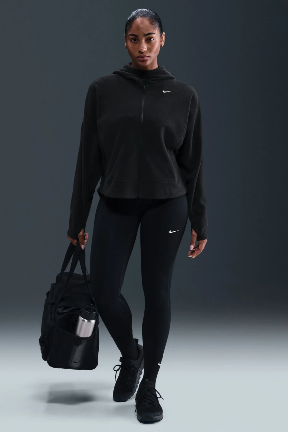 Nike One Oversize Therma-Fit Full Zip Womens Sweatshirt Bol Kesim Tam Fermuar Kapüşonlu Polar Kadın Sweatshirt Siyah Nike One Oversize Therma-Fit Full Zip Womens Sweatshirt Bol Kesim Tam Fermuar Kapüşonlu Polar Kadın Sweatshirt Siyah