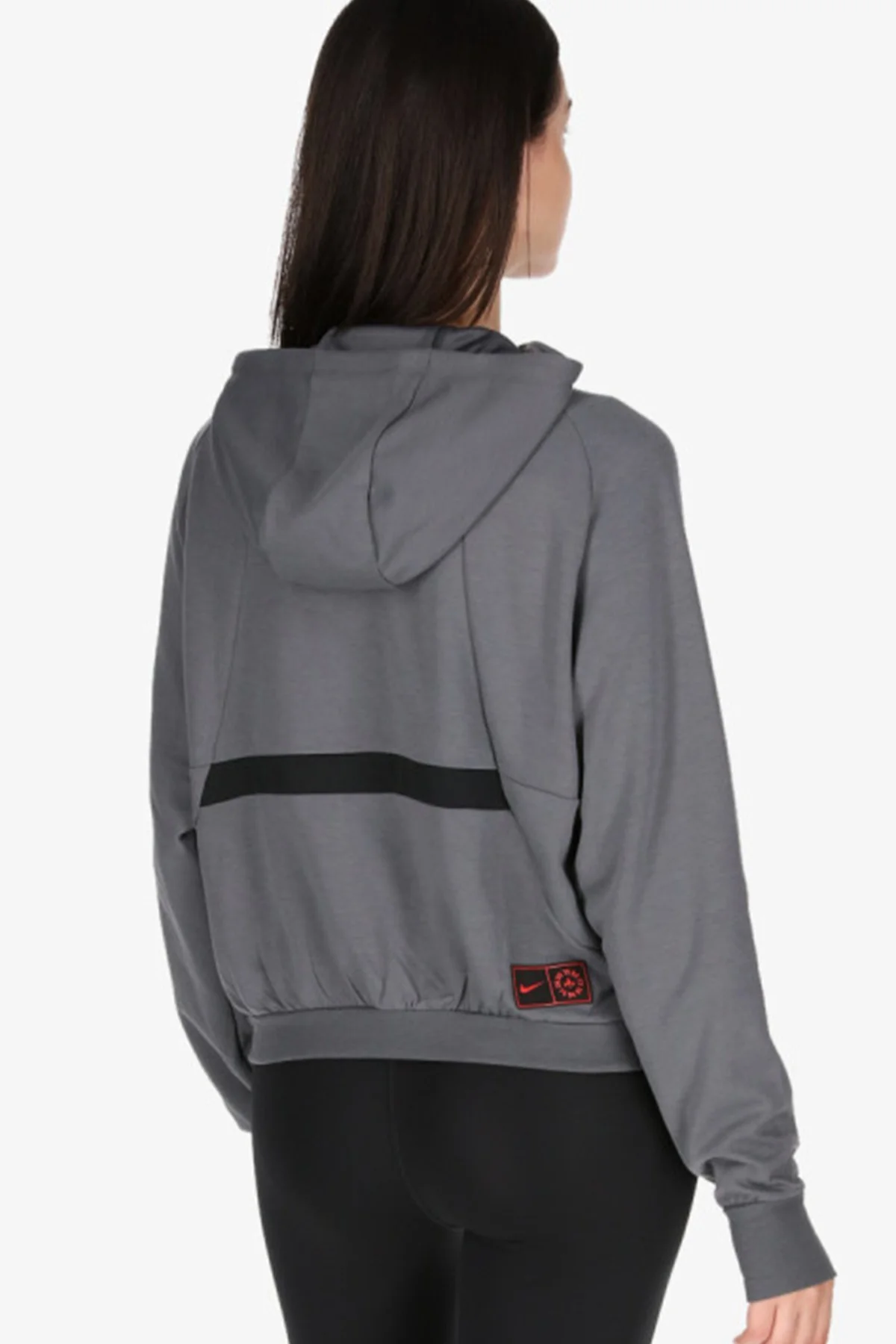Nike Paris Saint-Germain 1/4-Zip Fleece Soccer Gray Hoodie Kadın Gri Kapüşonlu Yaka Yarım Fermuarlı Sweatshirt Gri