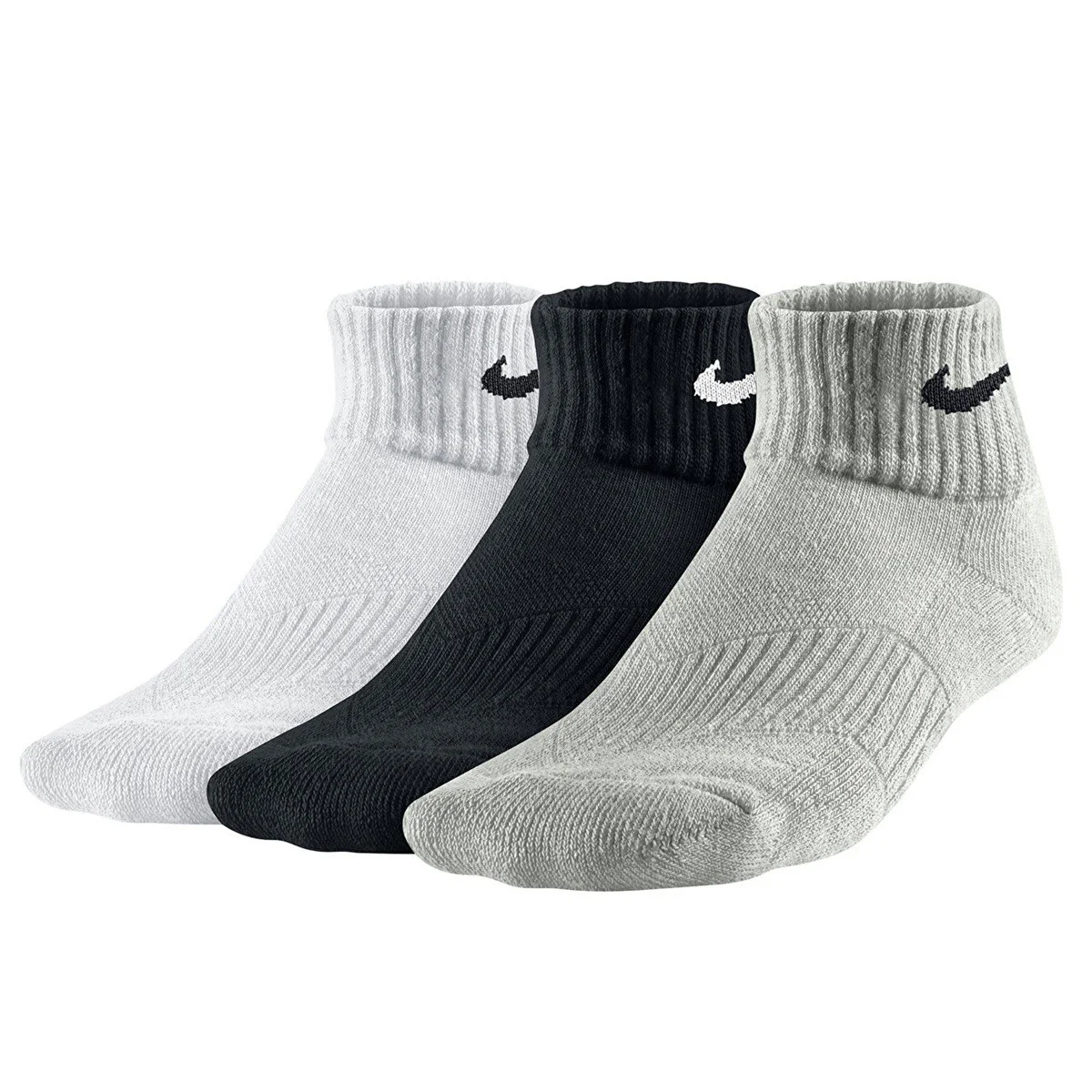 Nike Performance Cushioned Quarter 3 Pack Sock Unisex Pamuklu Yarım Bilekli 3 lü Çorap Beyaz Gri Siyah Fiyatı, Yorumları ve Özellikleri