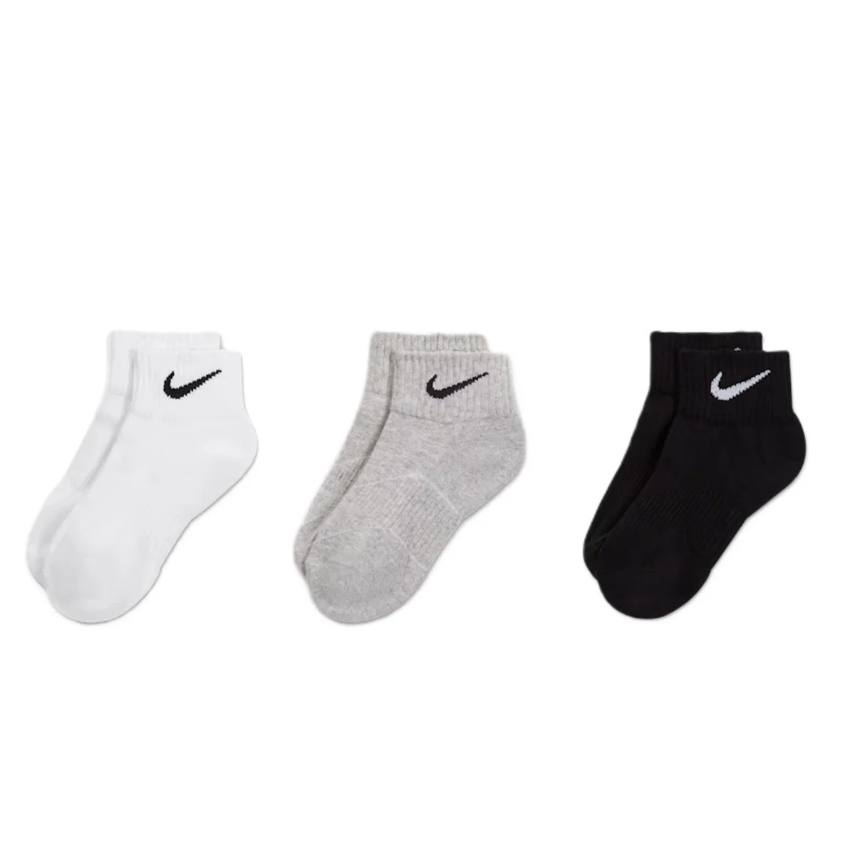 Nike Performance Cushioned Quarter 3 Pack Sock Unisex Pamuklu Yarım Bilekli 3 lü Çorap Beyaz Gri Siyah Fiyatı, Yorumları ve Özellikleri
