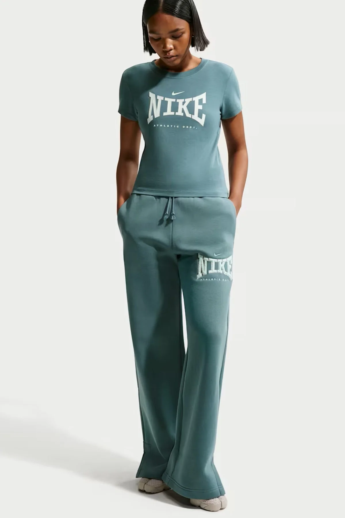 Nike Phoenix Fleece Hr Wd Leg Womens Pant.Yüksek Bel Bol Kesim Geniş Paça Kadın Günlük Eşofman Altı Yeşil Fiyatı, Yorumları ve Özellikleri