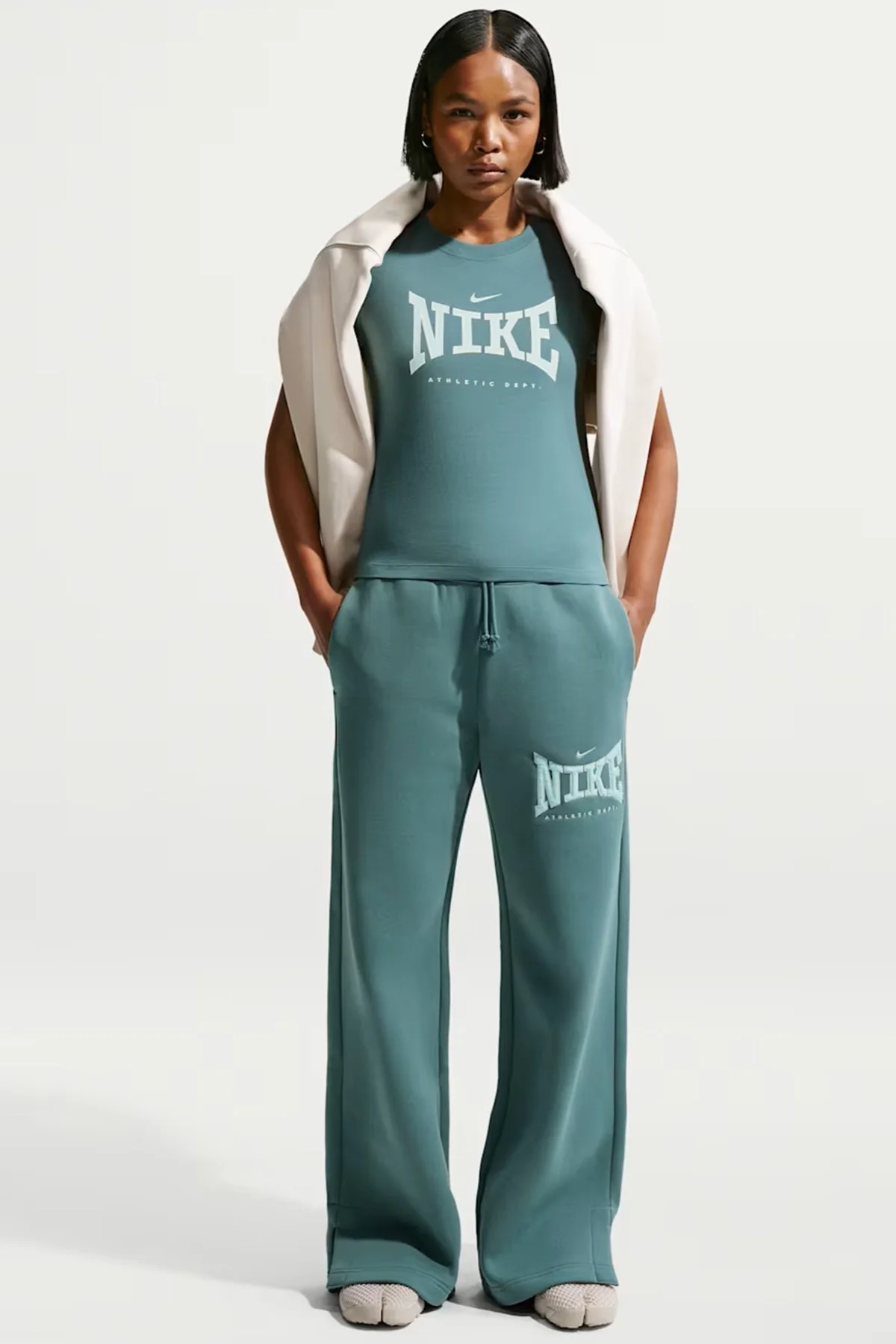 Nike Phoenix Fleece Hr Wd Leg Womens Pant.Yüksek Bel Bol Kesim Geniş Paça Kadın Günlük Eşofman Altı Yeşil Fiyatı, Yorumları ve Özellikleri