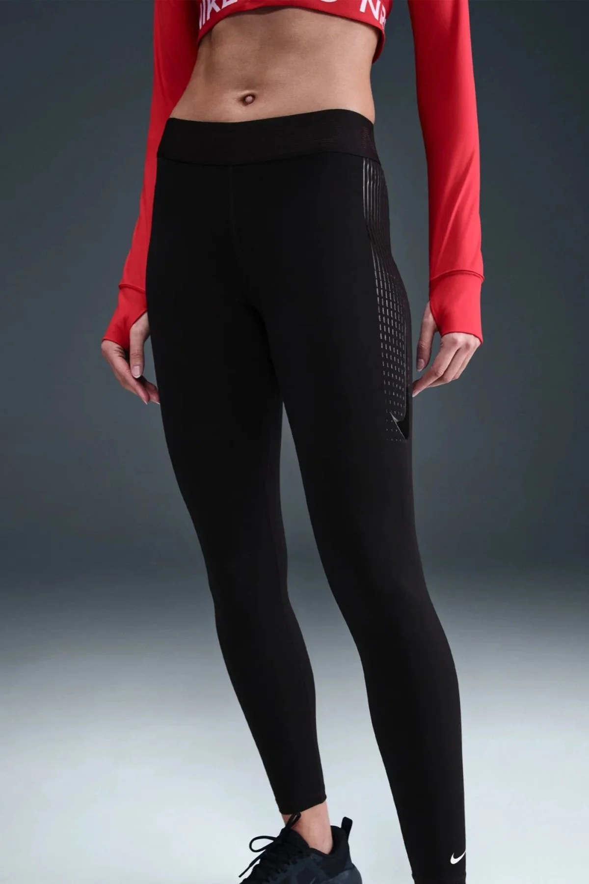 Nike Pro 365 Mid Rise Dri-Fit Womens Tight Grafik Baskılı Kadın Antreman Taytı Siyah Fiyatı, Yorumları ve Özellikleri