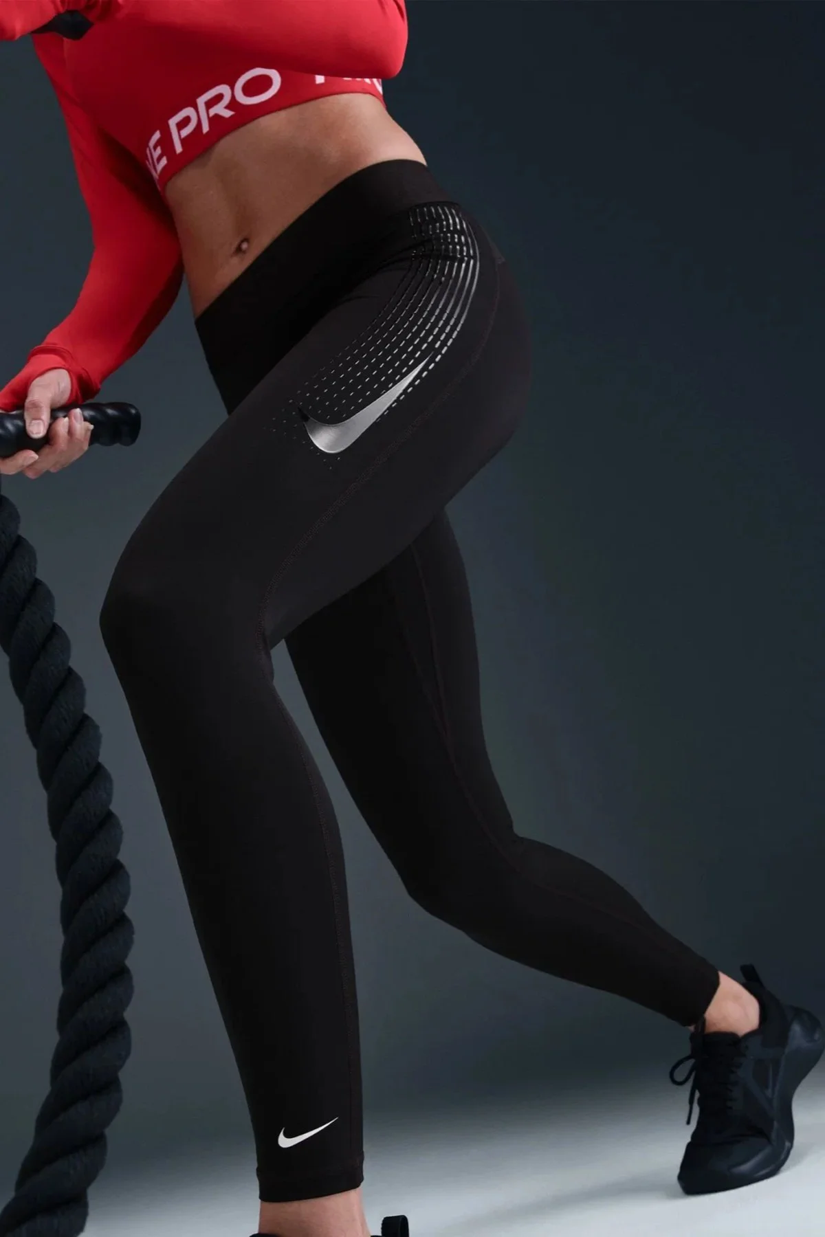 Nike Pro 365 Mid Rise Dri-Fit Womens Tight Grafik Baskılı Kadın Antreman Taytı Siyah Fiyatı, Yorumları ve Özellikleri