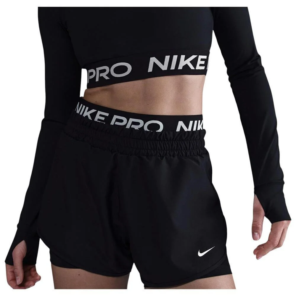Nike Pro Dri Fİt 2IN1 Loose Fit Women's Shorts Kadın Bol Kesim Taytlı Antrenman Şortu Siyah Nike Pro Dri Fİt 2IN1 Loose Fit Women's Shorts Kadın Bol Kesim Taytlı Antrenman Şortu Siyah