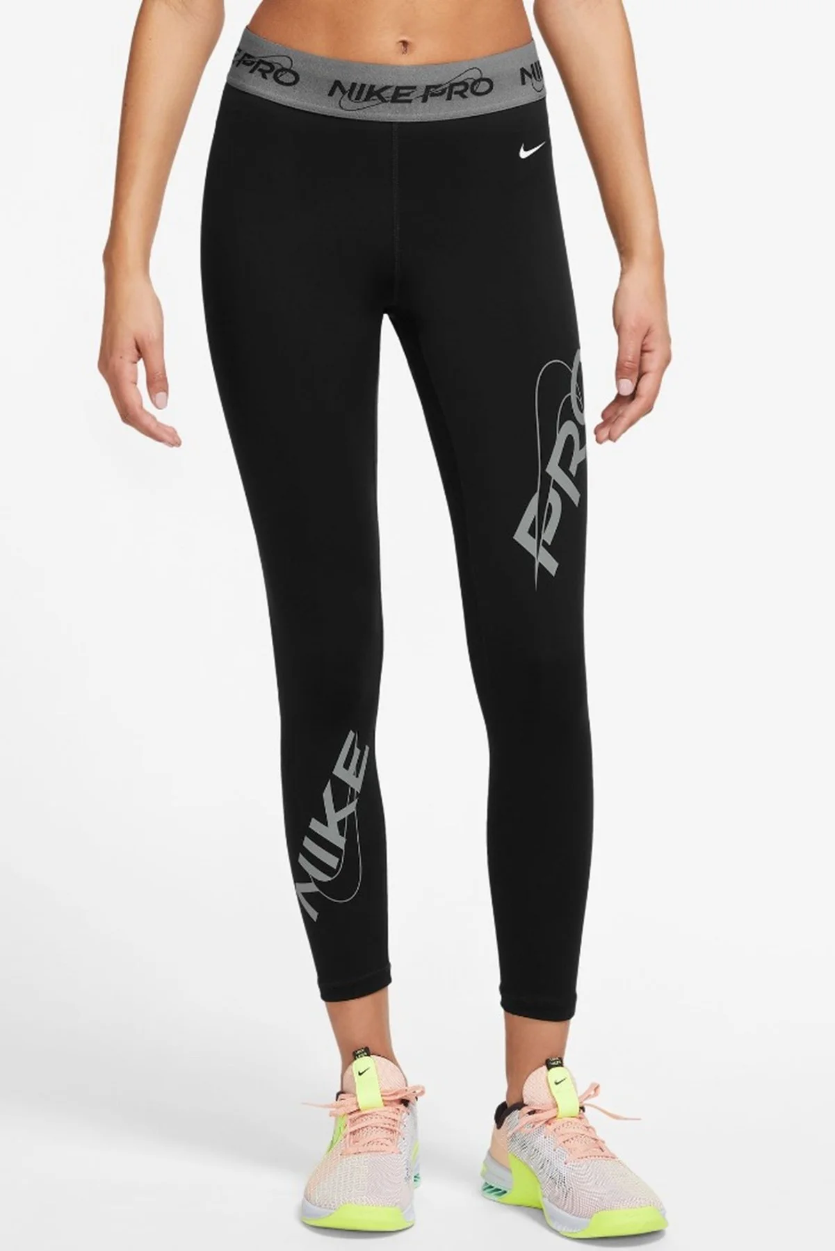 Nike Pro Dri Fit Grafik Mid Rise 7/8 Lenght Tight Kadın Antrenman Taytı Siyah Fiyatı, Yorumları ve Özellikleri