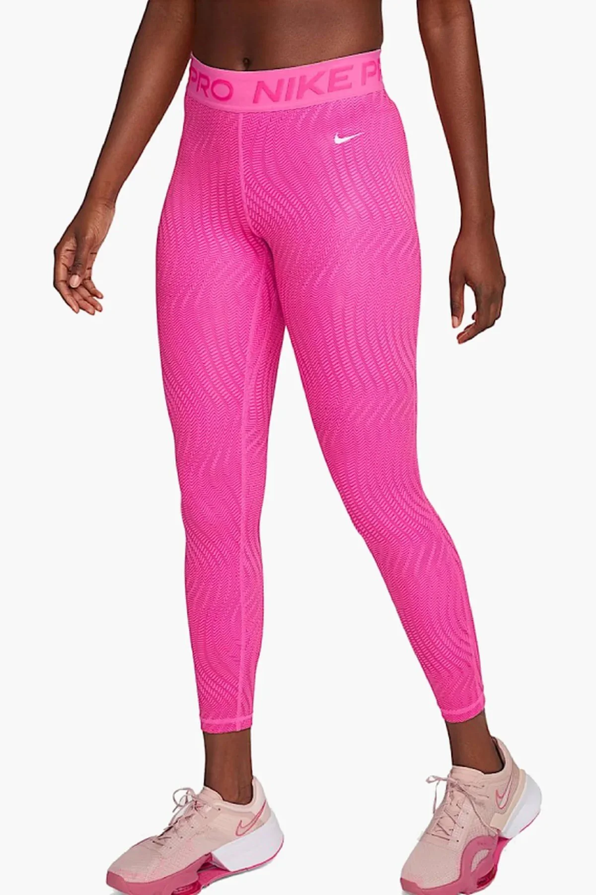 Nike Pro Dri Fit Trainning Medium Support Mid Rise 7/8 Length Kadın Desenli Antrenman Taytı Pembe Fiyatı, Yorumları ve Özellikleri