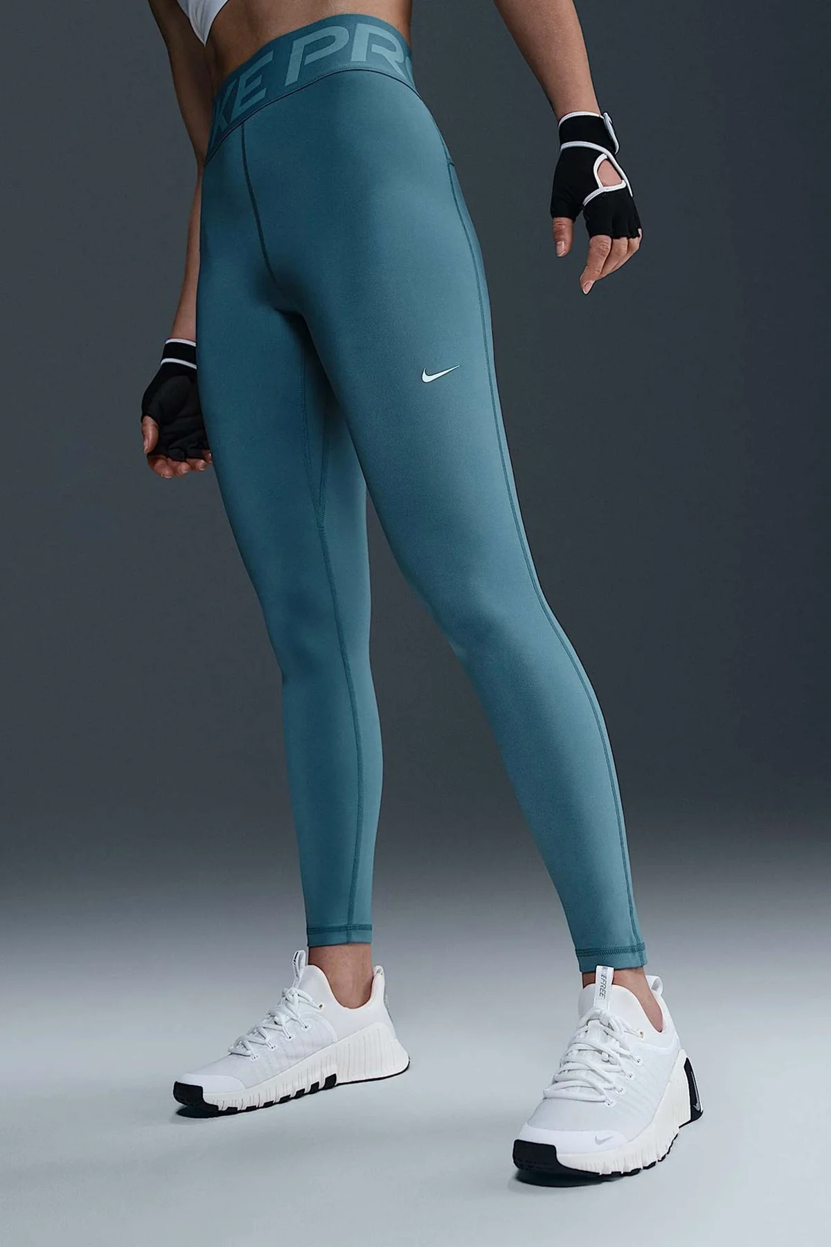 Nike Pro Sculpt Dri Fit High Rise Full Length Leggings Kadın Yüksek Bel Antrenman Tayt Açık Mavi