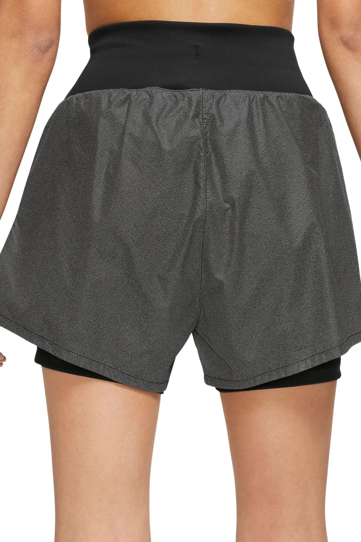 Nike Run Division 2 in 1 Reflective Shorts 8cm Kadın Taytlı 2 Cepli Reflektörlü Koşu Şortu Siyah