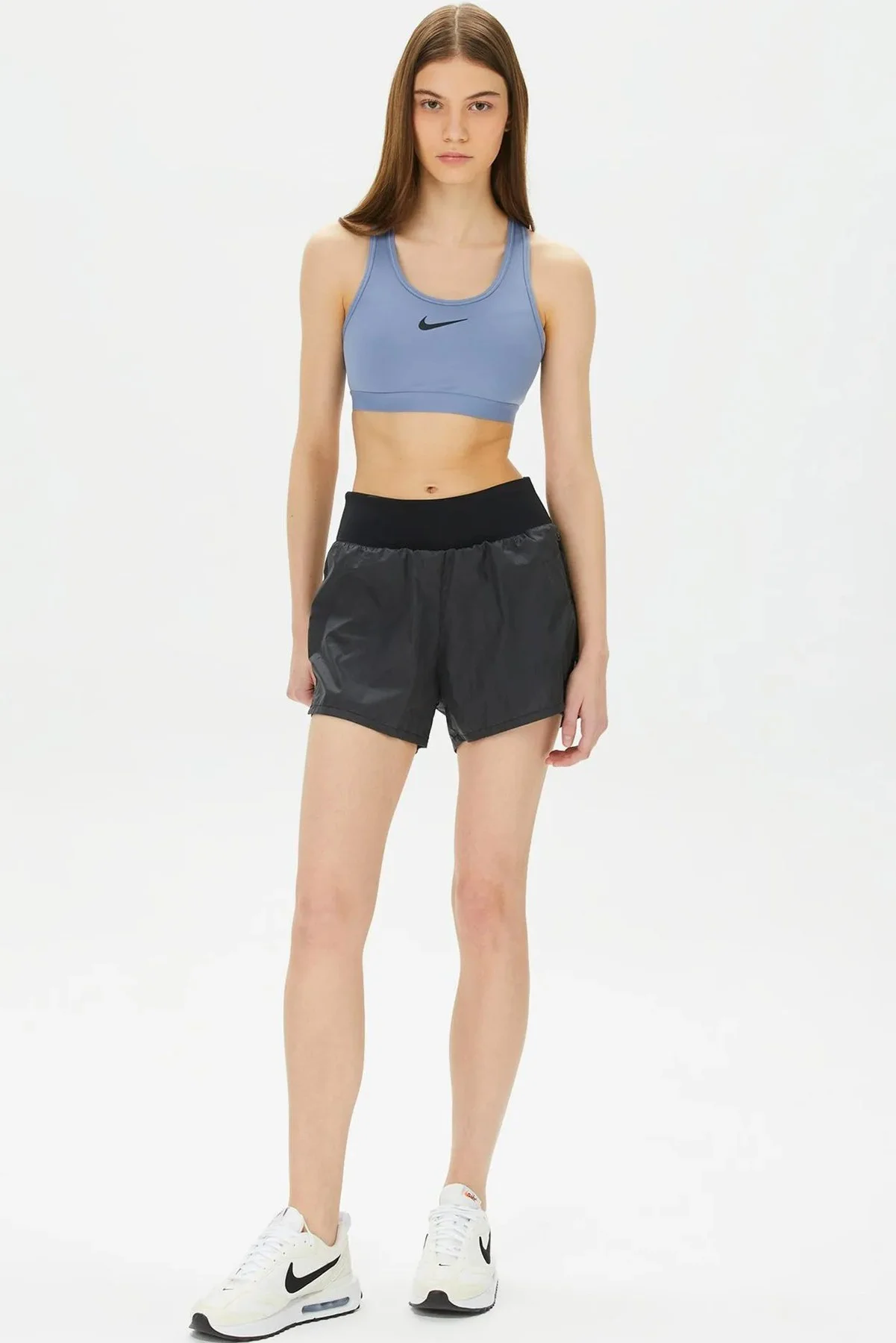 Nike Run Division 2 in 1 Reflective Shorts 8cm Kadın Taytlı 2 Cepli Reflektörlü Koşu Şortu Siyah