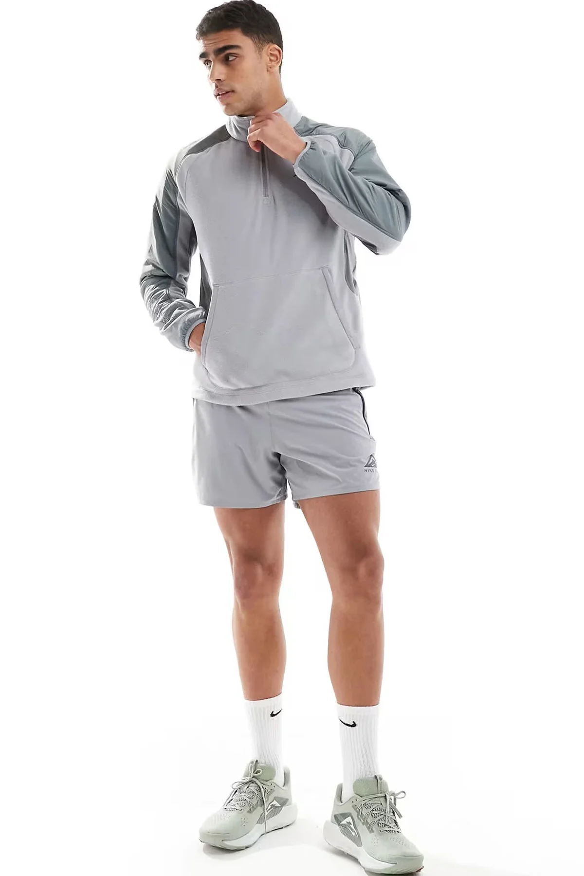 Nike Running Trail Polartec 1/4 zip fleece Erkek Yarım Fermuar Polar Sweatshirt Gri Fiyatı, Yorumları ve Özellikleri