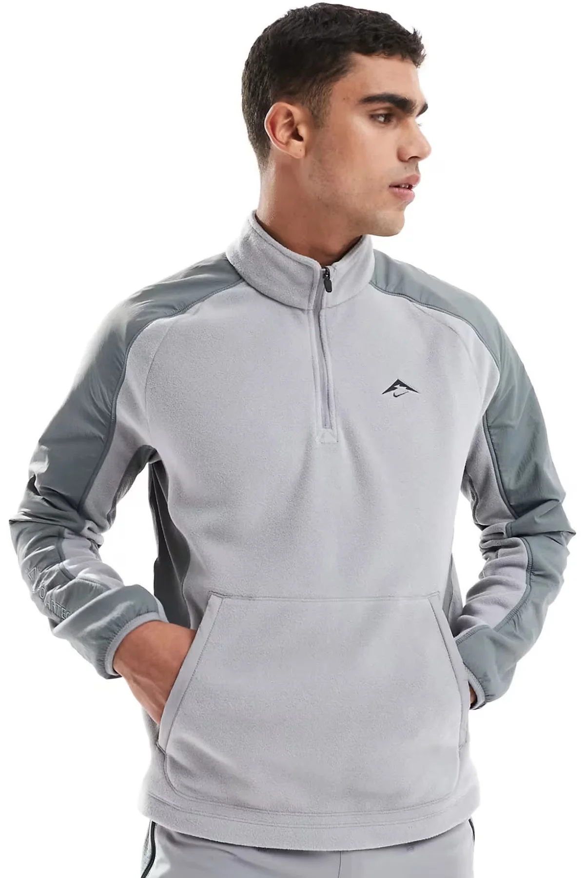 Nike Running Trail Polartec 1/4 zip fleece Erkek Yarım Fermuar Polar Sweatshirt Gri Fiyatı, Yorumları ve Özellikleri