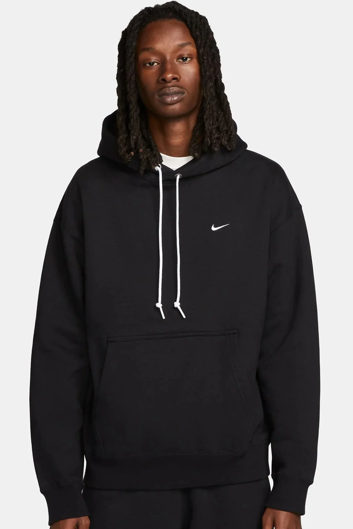 Nike Solo Swoosh Men's Loose Fit Fleece Pullover Hoodie Erkek Bol Kesim Kapüşonlu Sweatshirt Siyah Nike Solo Swoosh Men's Loose Fit Fleece Pullover Hoodie Erkek Bol Kesim Kapüşonlu Sweatshirt Siyah