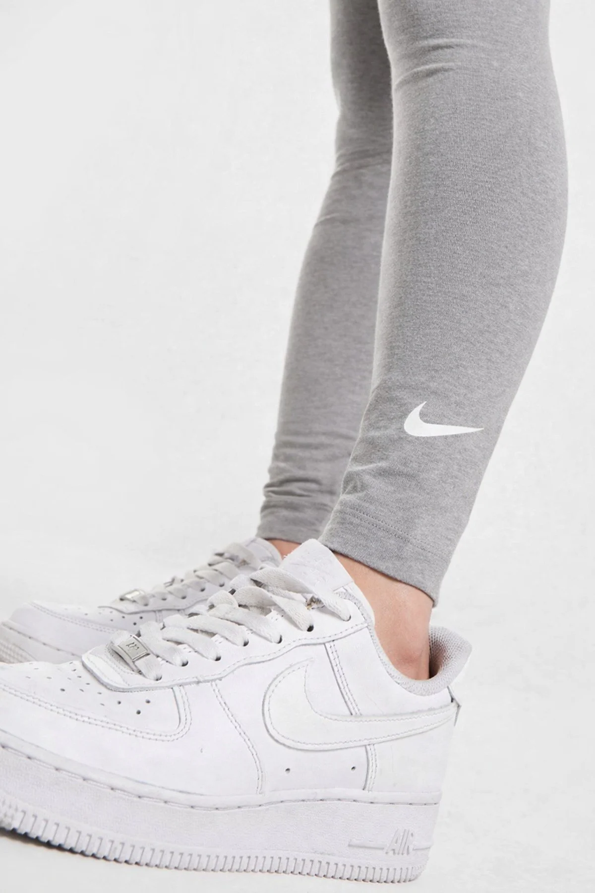 Nike Sportswear Club High Rise Full Length Kadın Yüksek Bel Pamuk Polyester Tayt Gri