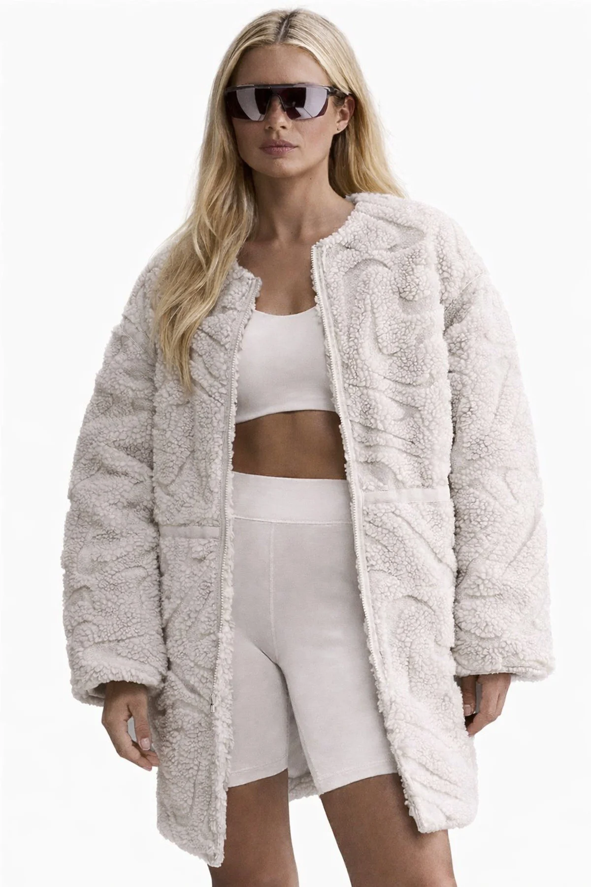 Nike Sportswear Cozy Terma Fit Women's Loose High Pile Jacket Kadın Bol Kesim Peluş Spor Ceket Krem