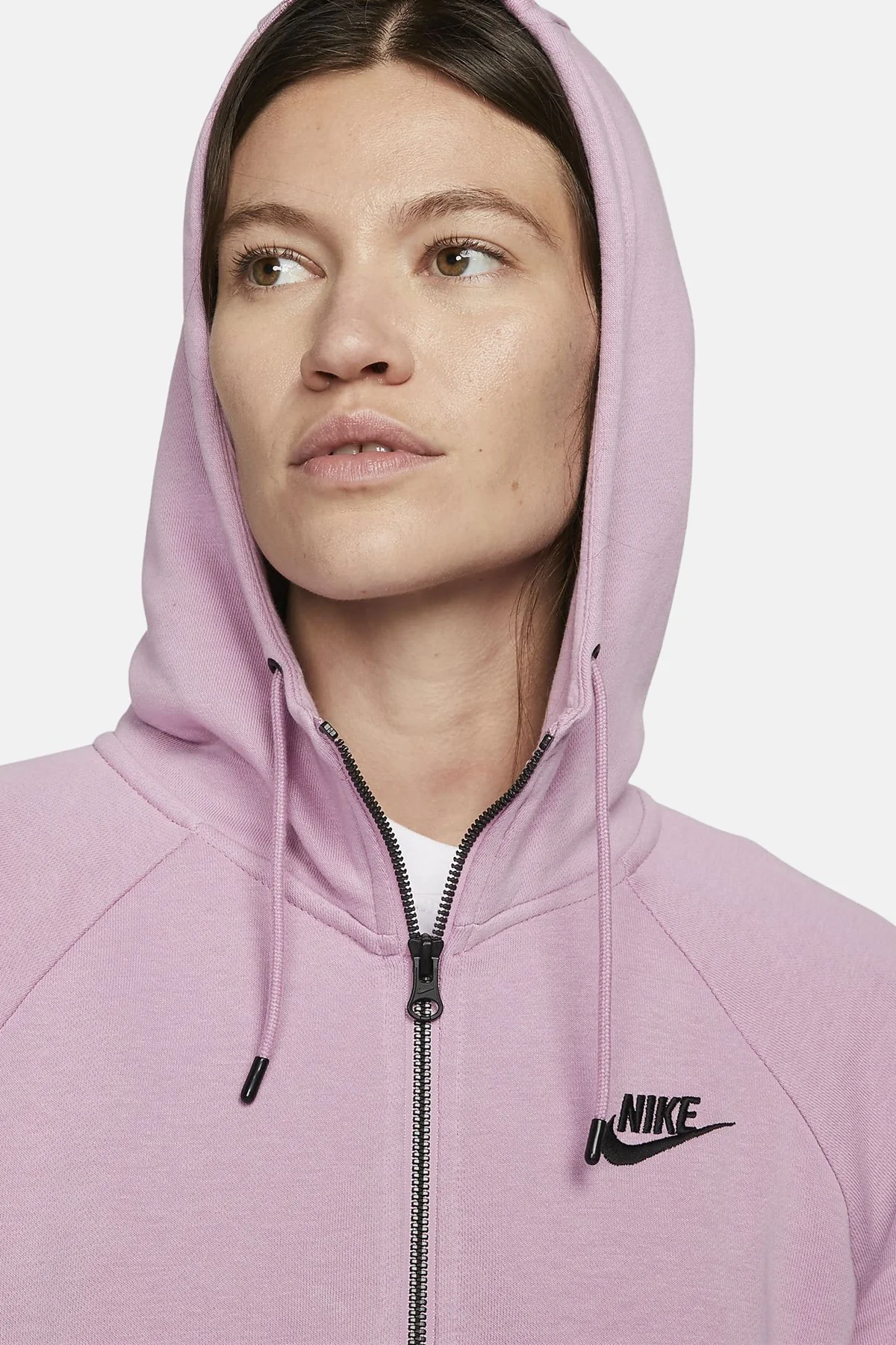 Nike Sportswear Essential Fleece Full Zip Hoodie Kadın Kapüşonlu Sweatshirt Pembe