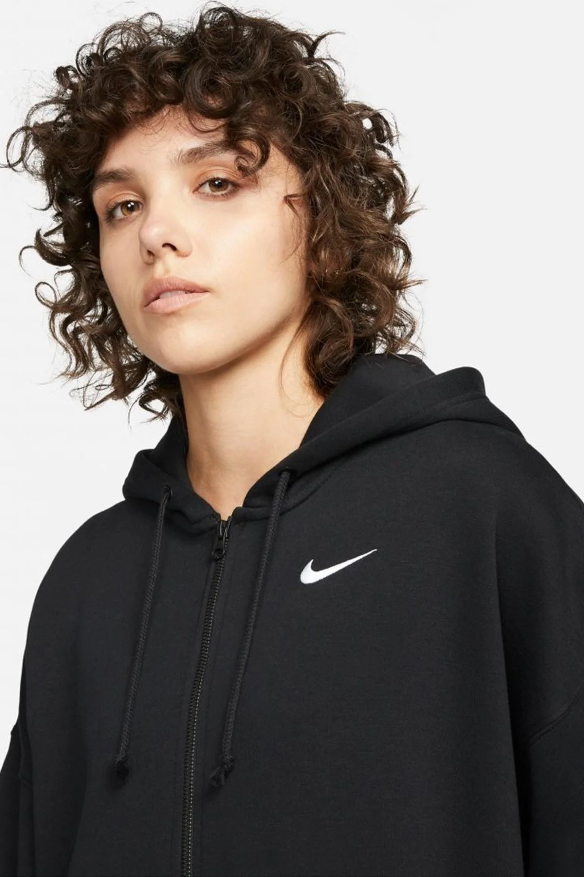 Nike Sportswear Essentials Oversize Fleece Full Zip Hoodie Kadın Geniş Kalıp Kapüşonlu Sweatshirt Siyah Nike Sportswear Essentials Oversize Fleece Full Zip Hoodie Kadın Geniş Kalıp Kapüşonlu Sweatshirt Siyah