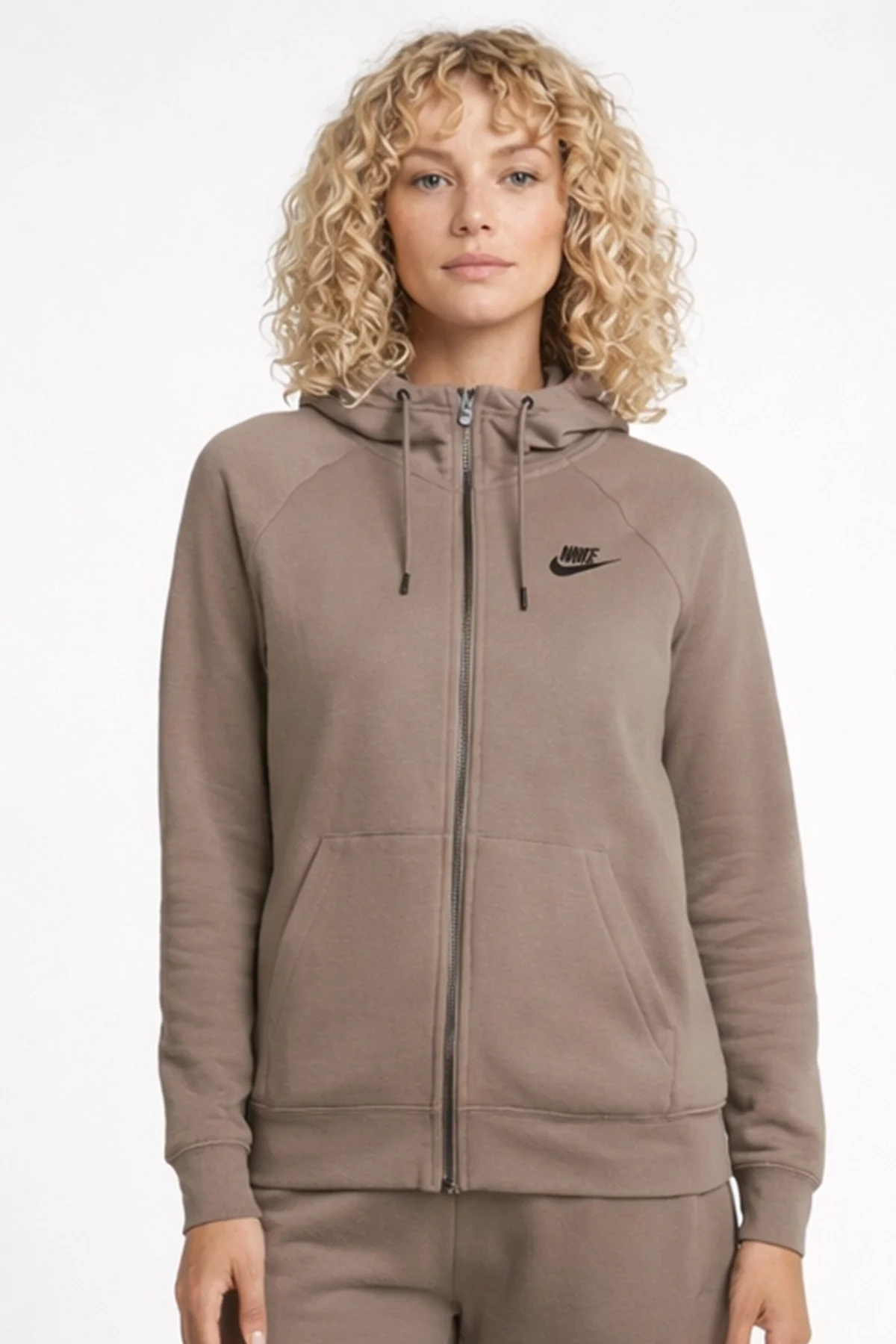 Nike Sportswear Essential Fleece Full Zip Hoodie Kadın Kapüşonlu Sweatshirt Pembe