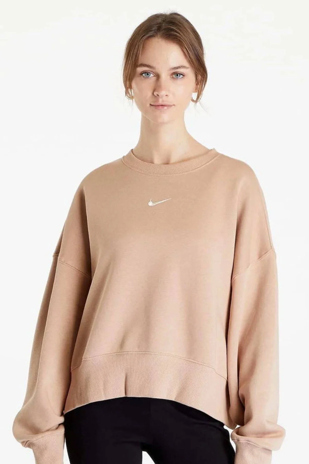 Nike Sportswear Essential Collection Fleece Oversized Kadın Sweatshirt Bej Nike Sportswear Essential Collection Fleece Oversized Kadın Sweatshirt Bej