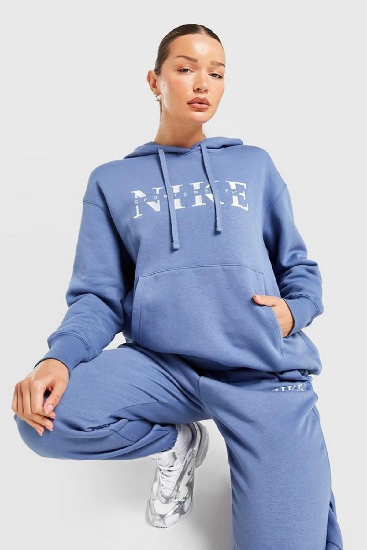 Nike Sportswear Phoenix LS Top Sweatshirt Blue Kadın Sweatshirt Mavi