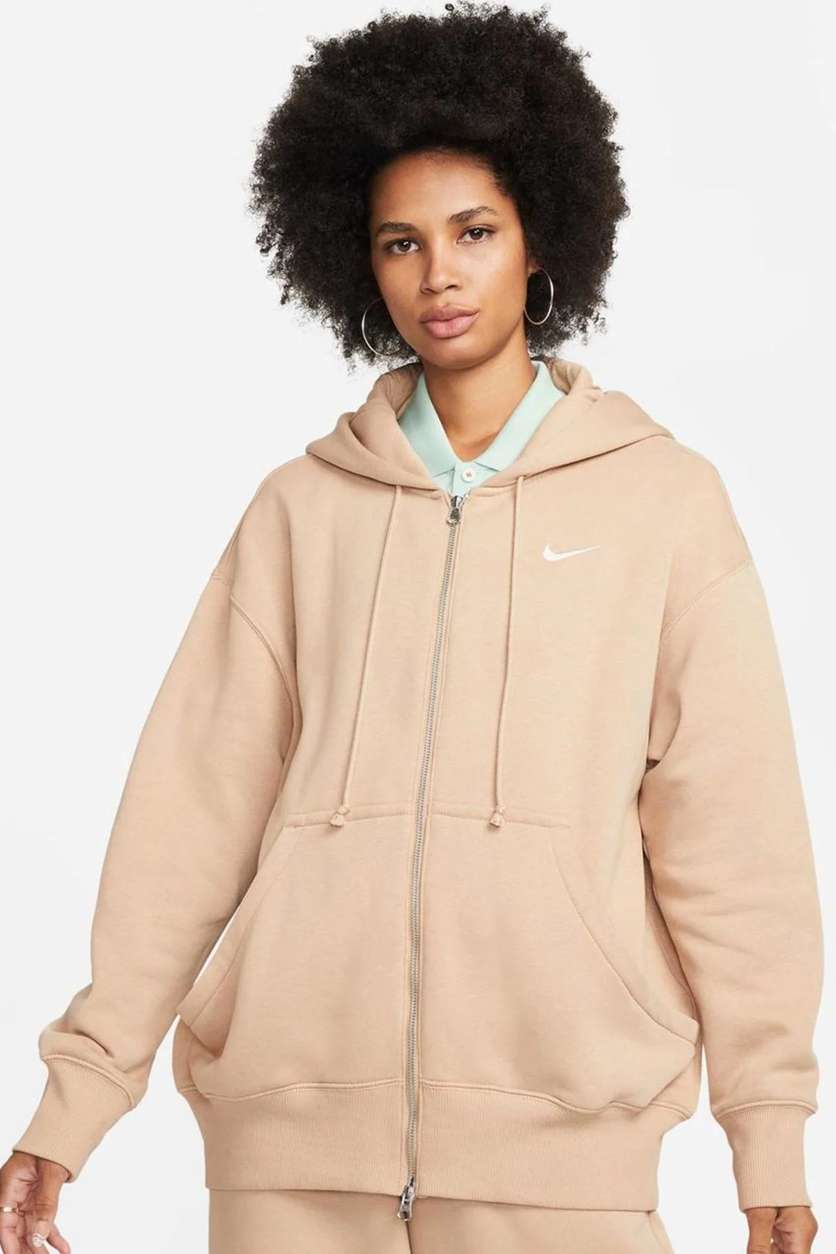 Nike Sportswear Phoenix Fleece Oversized Hoodie Full Zip Bol Kesim Kapüşonlu Kadın Sweatshirt Bej Nike Sportswear Phoenix Fleece Oversized Hoodie Full Zip Bol Kesim Kapüşonlu Kadın Sweatshirt Bej