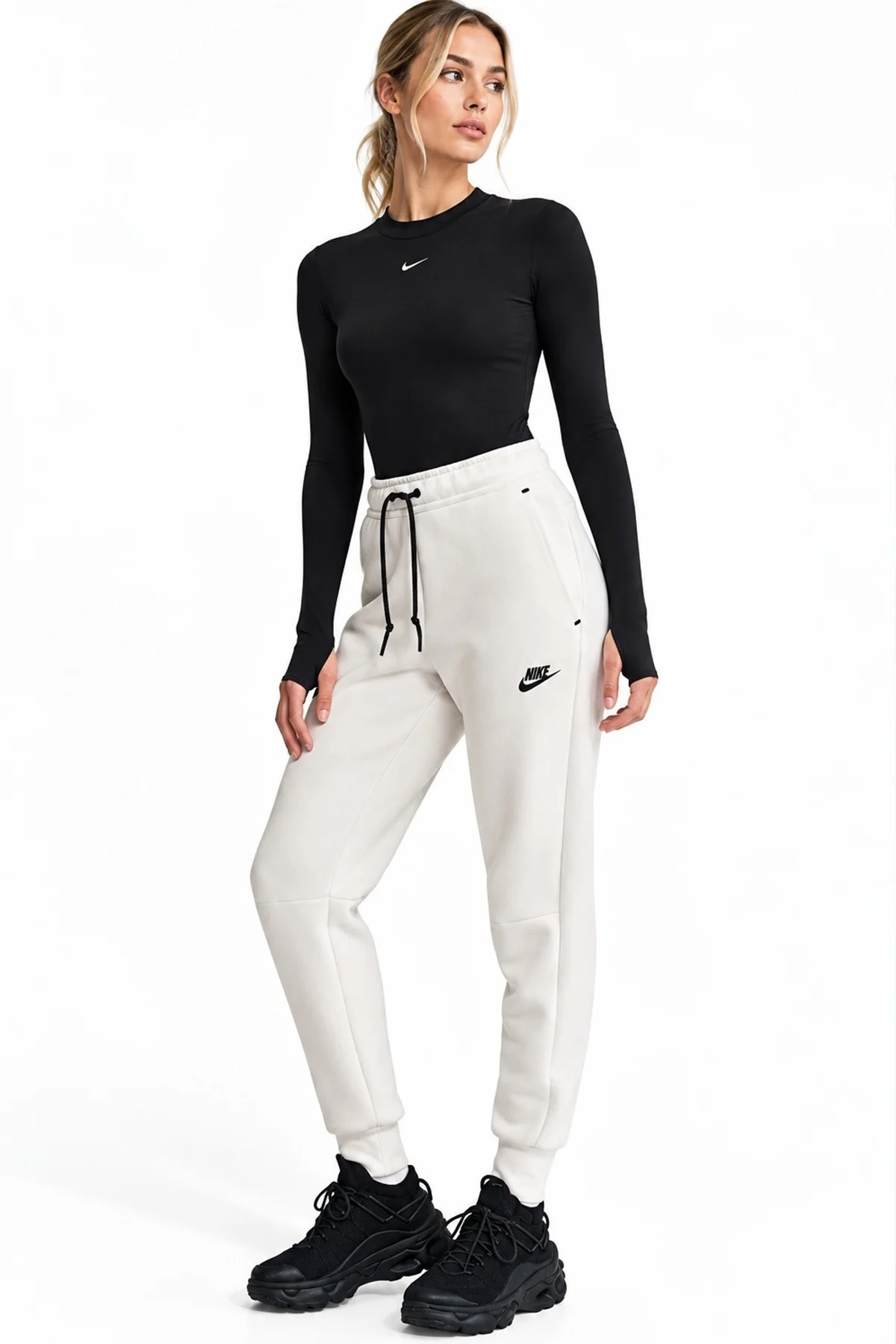 Nike Sportswear Tech Fleece Standart Fit Mid Rise Jogger Kadın Eşofman Altı Koyu Krem Nike Sportswear Tech Fleece Standart Fit Mid Rise Jogger Kadın Eşofman Altı Koyu Krem
