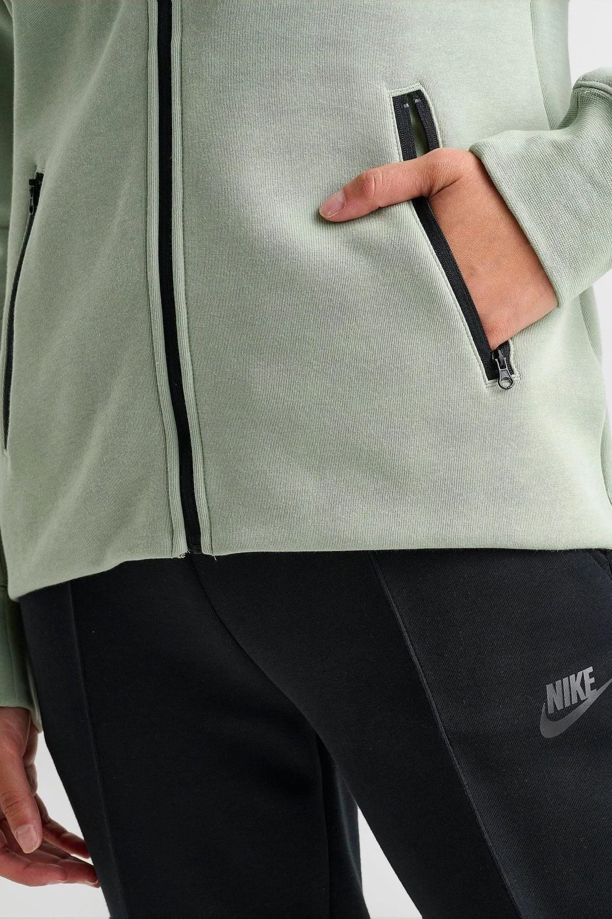 Nike Sportswear Tech Fleece Full Zip Hoodie Dark Heather Black Kadın Kapüşonlu Sweatshirt Su Yeşili Fiyatı, Yorumları ve Özellikleri