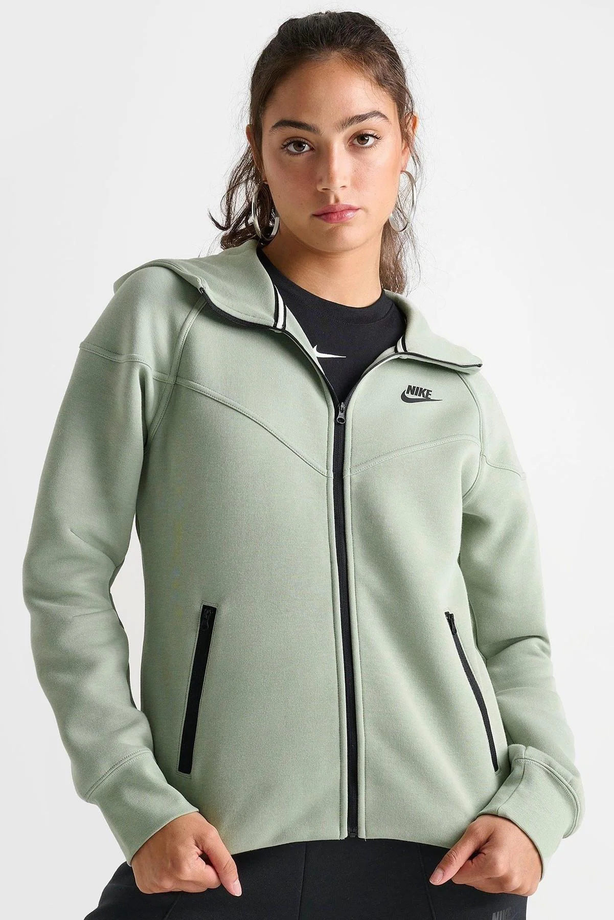 Nike Sportswear Tech Fleece Full Zip Hoodie Dark Heather Black Kadın Kapüşonlu Sweatshirt Su Yeşili Fiyatı, Yorumları ve Özellikleri