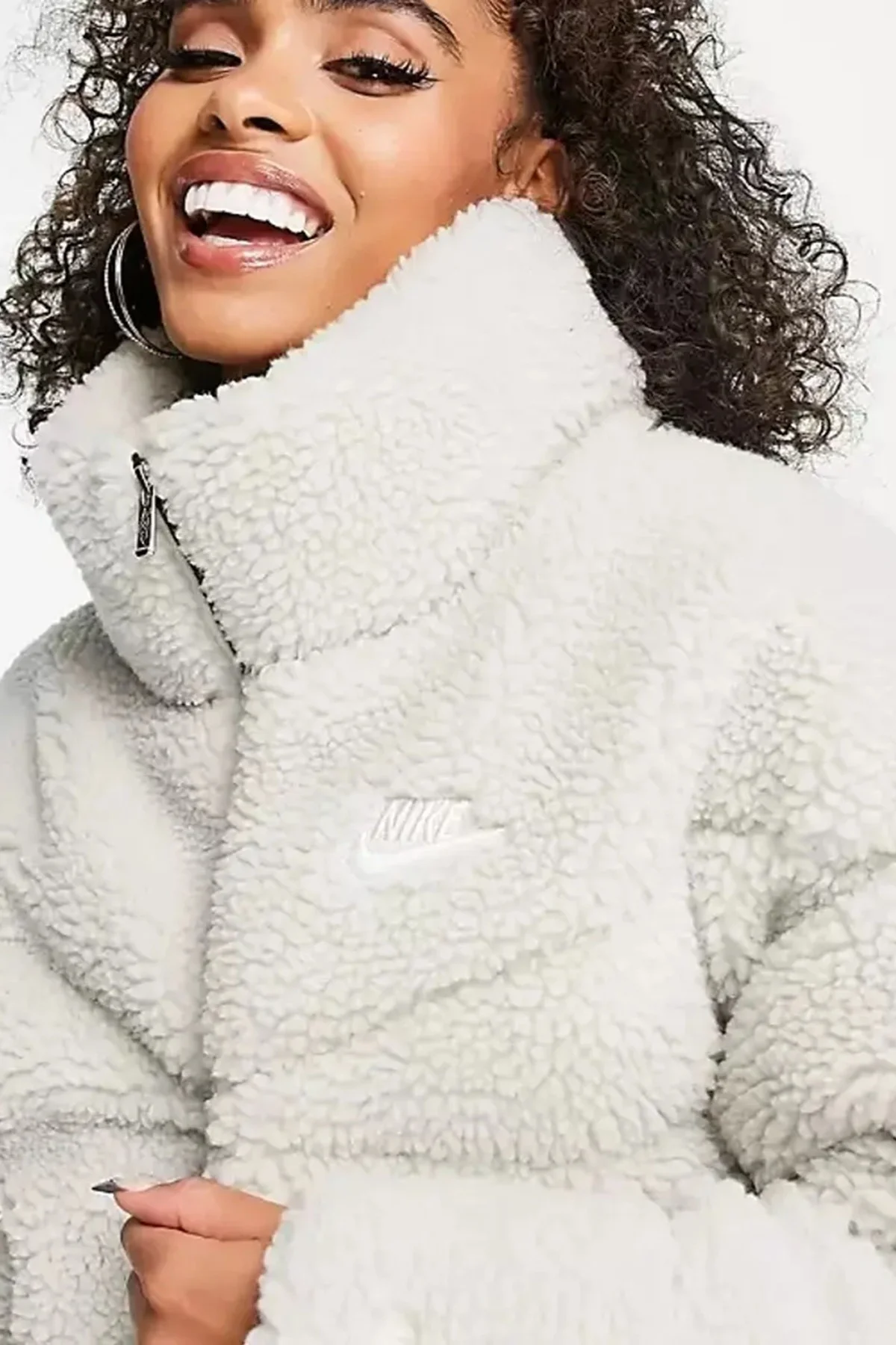 Nike Sportswear Therma-Fit City City Series Synthetic Fill High-Pile Fleece Full Zip Jacket Sentetik Dolgu Bol Kesim Kadın Ceket Krem