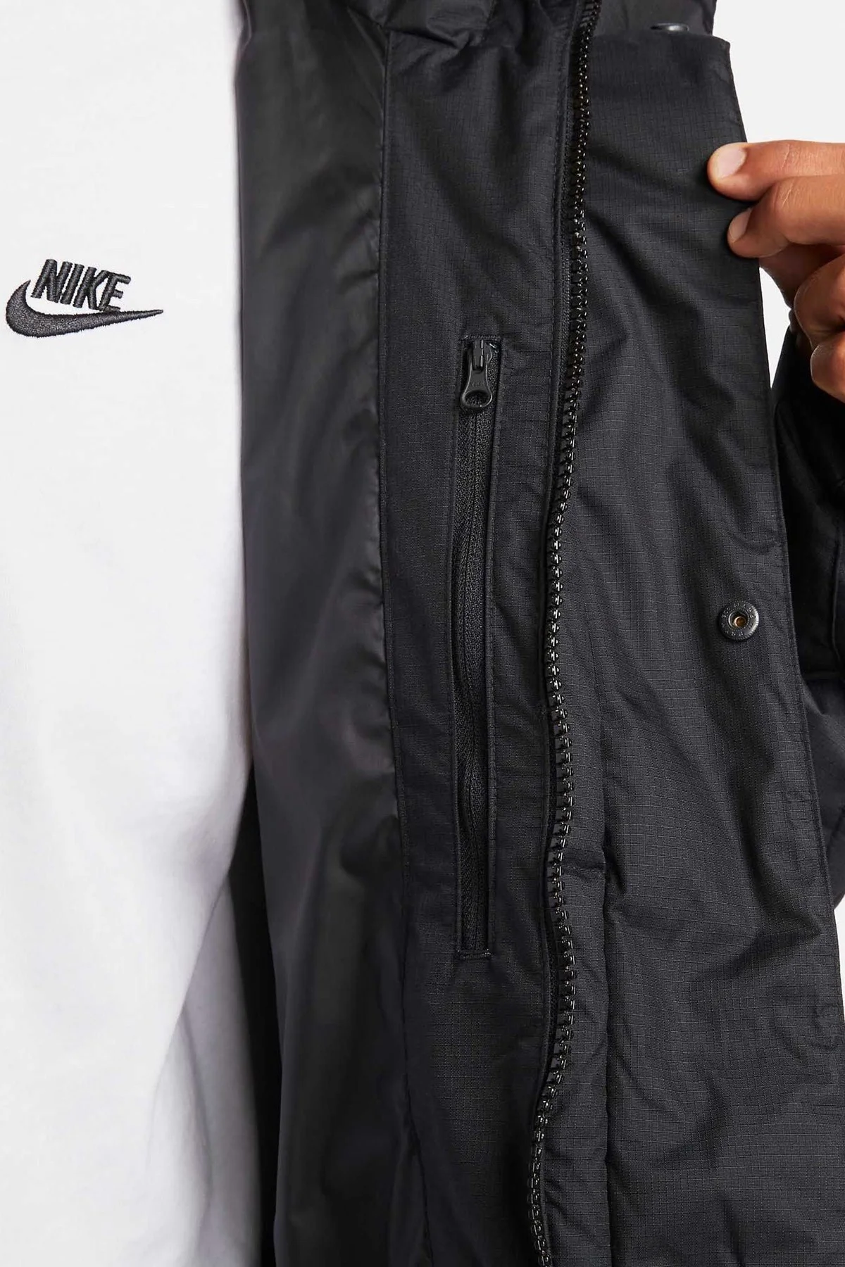 Nike Storm Fit Down Fill Oversize Hoodie Ful Zip Jacket Erkek Su Geçirmez Kaz Tüyü Kapüşonlu Mont Siyah