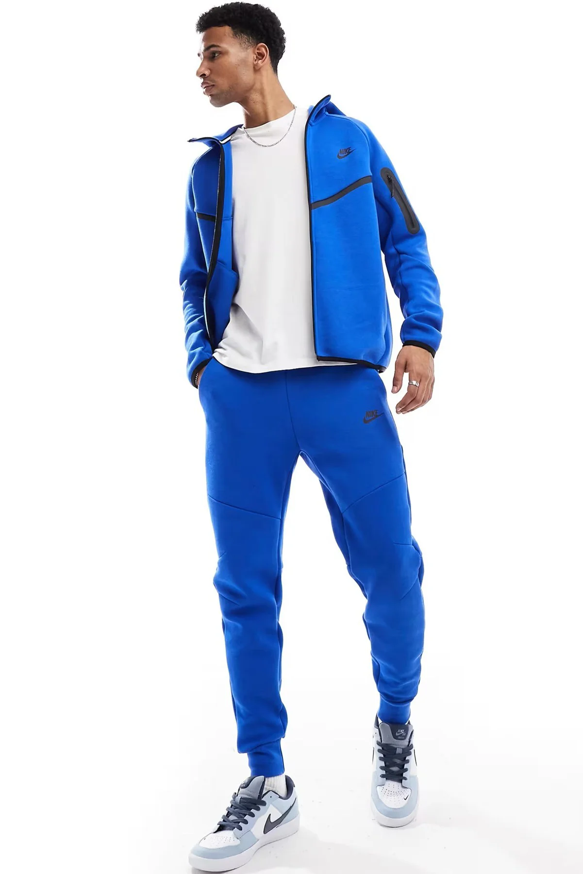 Nike Tech Fleece Full Zip Windrunner Hoodie Kapüşonlu Unisex Sweatshirt Mavi
