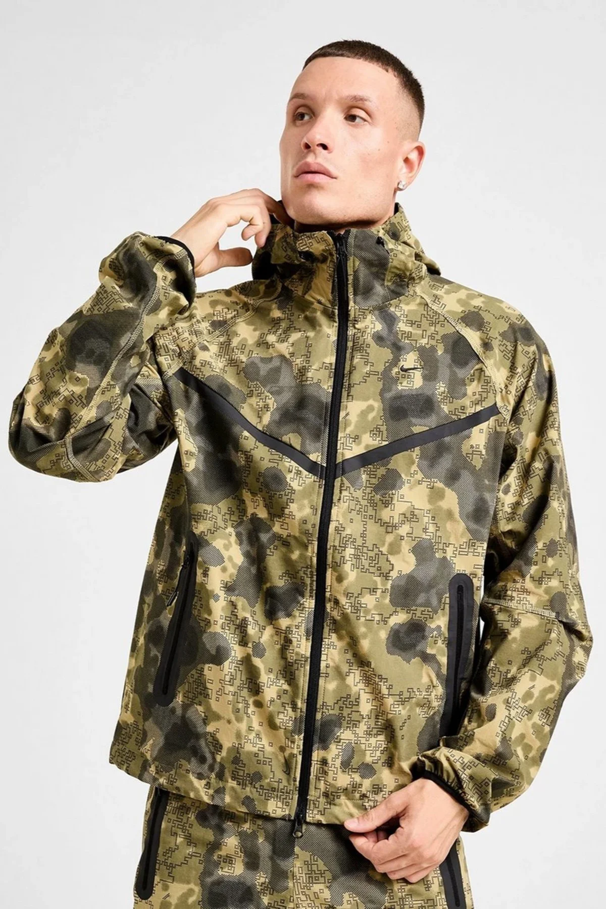 Nike Tech Fleece Full Zip Windrunner Hoodie Kapüşonlu Unisex Kamuflaj Sweatshirt