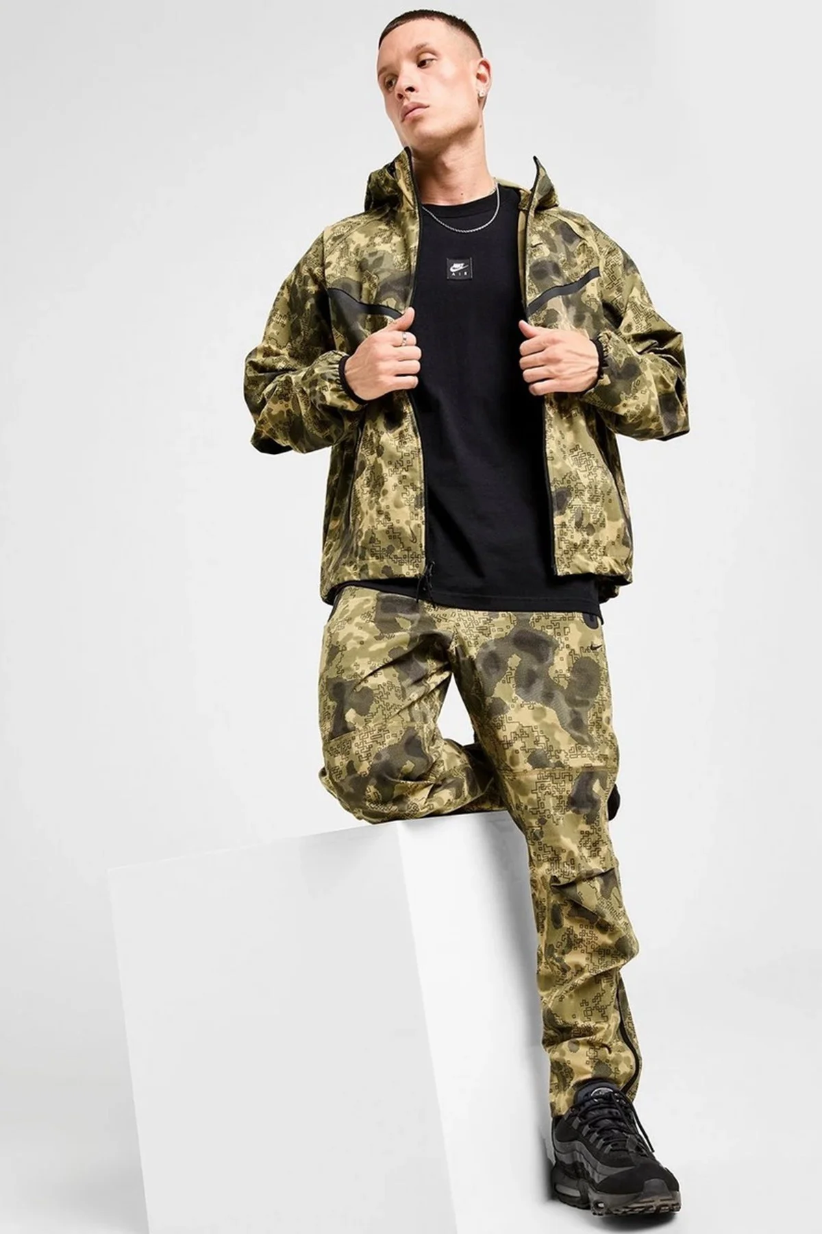 Nike Tech Fleece Full Zip Windrunner Hoodie Kapüşonlu Unisex Kamuflaj Sweatshirt