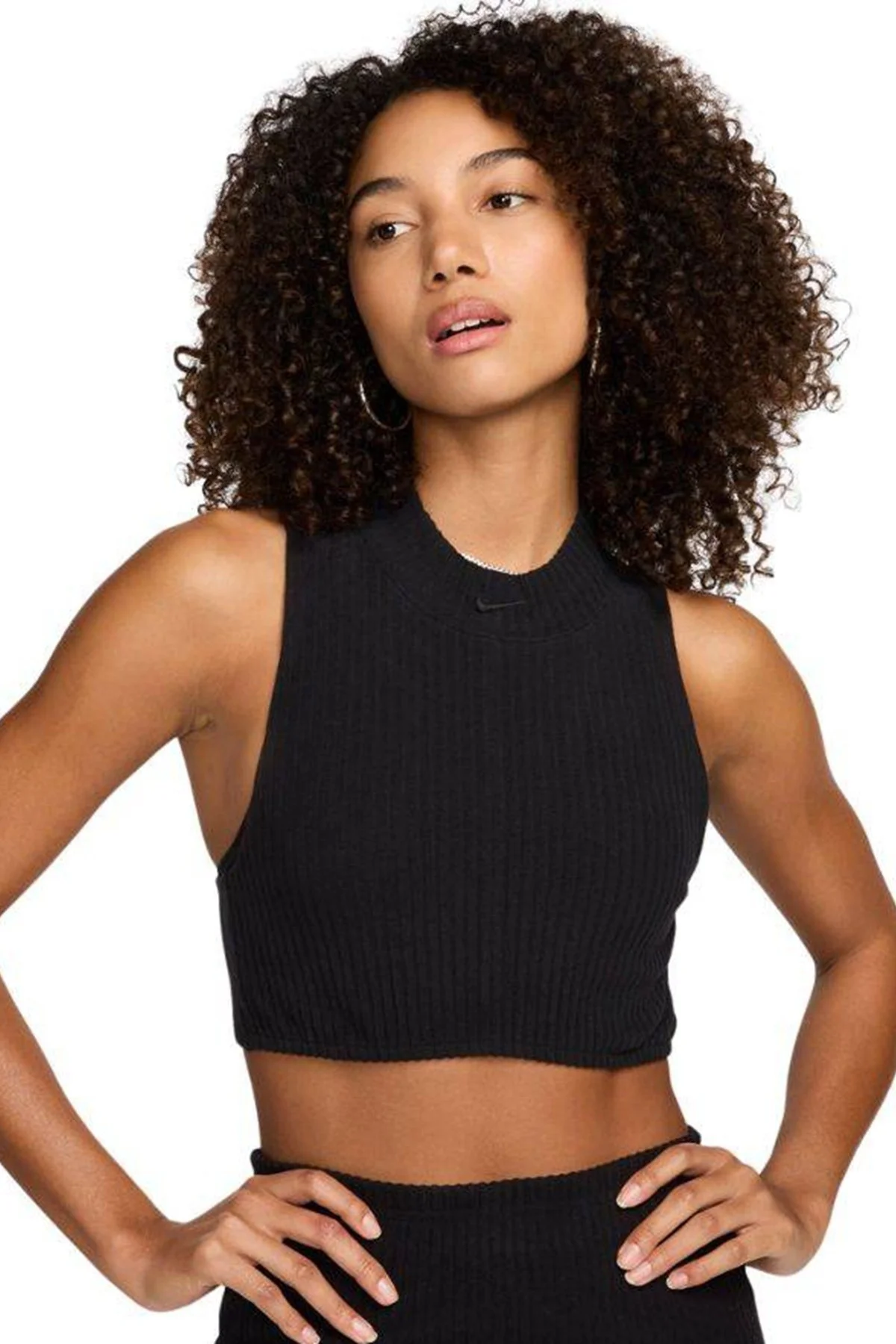 Nike Tight Fit Mock Neck Crop Tank Top Kadın Crop Dar Kesim Yüksek Yaka Fitilli Jarsey Atlet Siyah Nike Tight Fit Mock Neck Crop Tank Top Kadın Crop Dar Kesim Yüksek Yaka Fitilli Jarsey Atlet Siyah