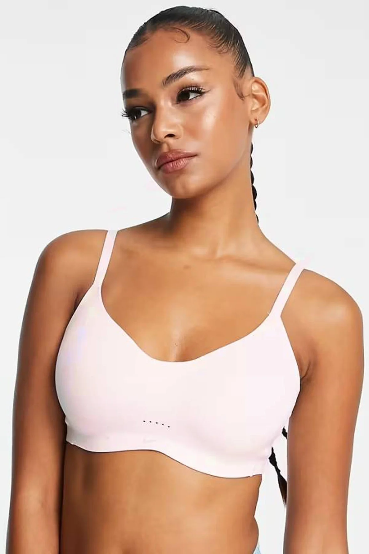 Nike Training Dri Fit Alate Minimalist Light Support Padded Bra Light Pink Kadın Lazer Kesim Bra Açık Pembe