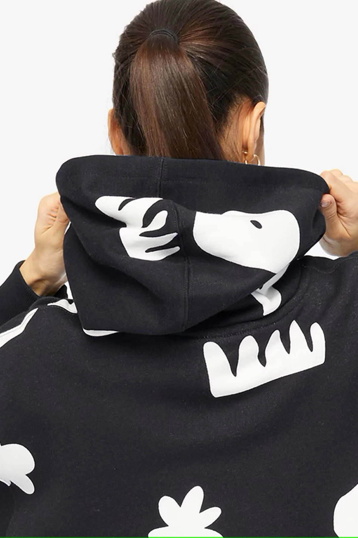 Nike Women's Jordan Artist Series Loose Fit Hoodie Kadın Büyük Beden Kapüşonlu Sweatshirt Siyah Beyaz