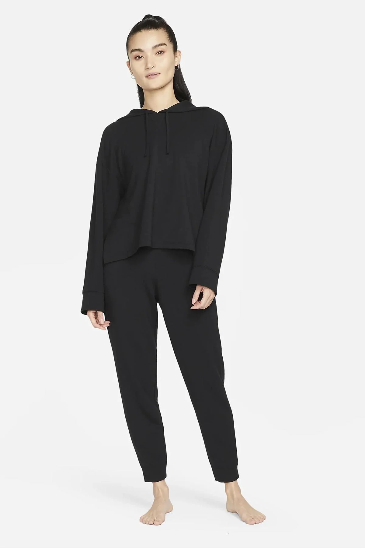Nike Yoga Dri Fit Women's Fleece Hoodie Kadın Kapüşonlu Yumuşak Sweatshirt Siyah Nike Yoga Dri Fit Women's Fleece Hoodie Kadın Kapüşonlu Yumuşak Sweatshirt Siyah