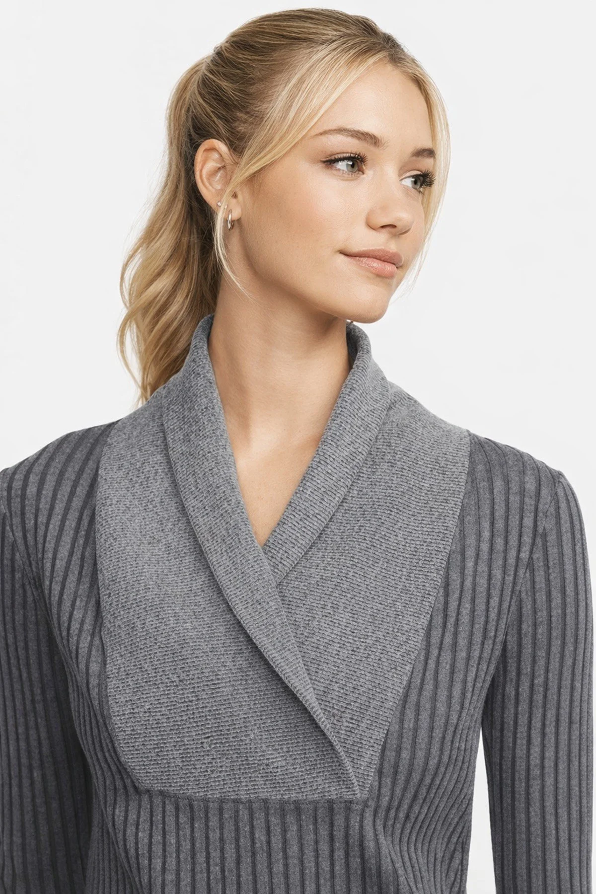 Nike Yoga Ribbed Shawl Collar Loose Fit Sweatshirt Kadın Bol Kesim Fitilli Şal Yaka Sweatshirt Füme Fiyatı, Yorumları ve Özellikleri
