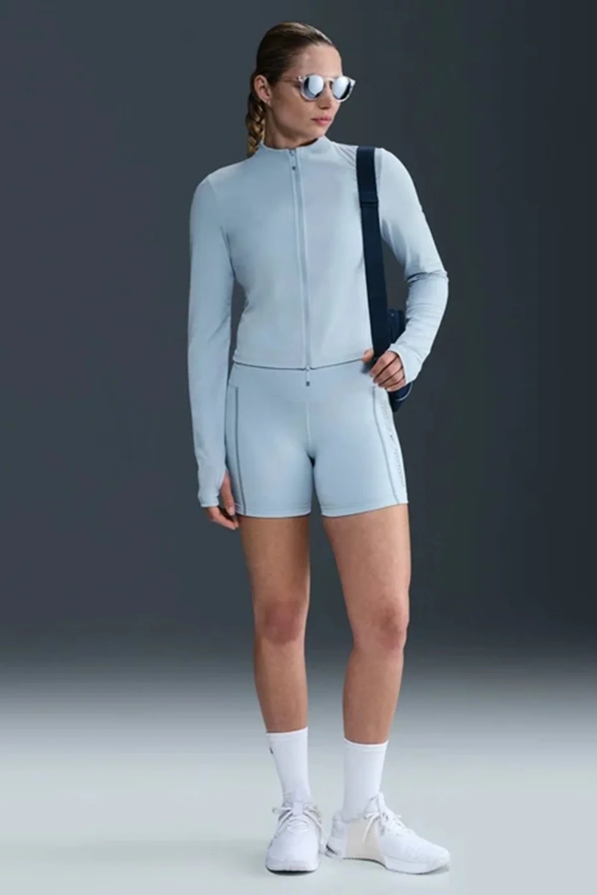 Nike Zenvy Dri-FIT Full-Zip Long-Sleeve Top Sweatshirt Blue Kadın Sweatshirt Açık Mavi