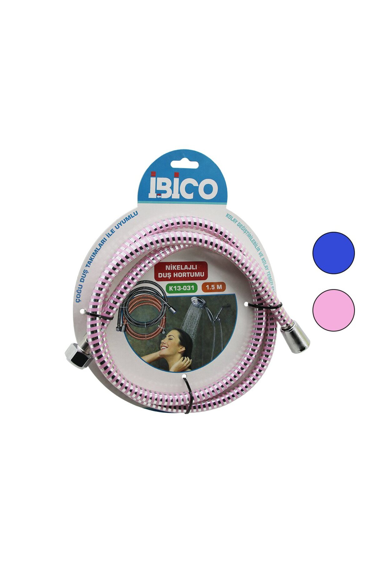 Ok Aksesuar Nikelajli Renkli Plastik Duş Hortumu Anti Twist=Dolanmaz-Kivrilma