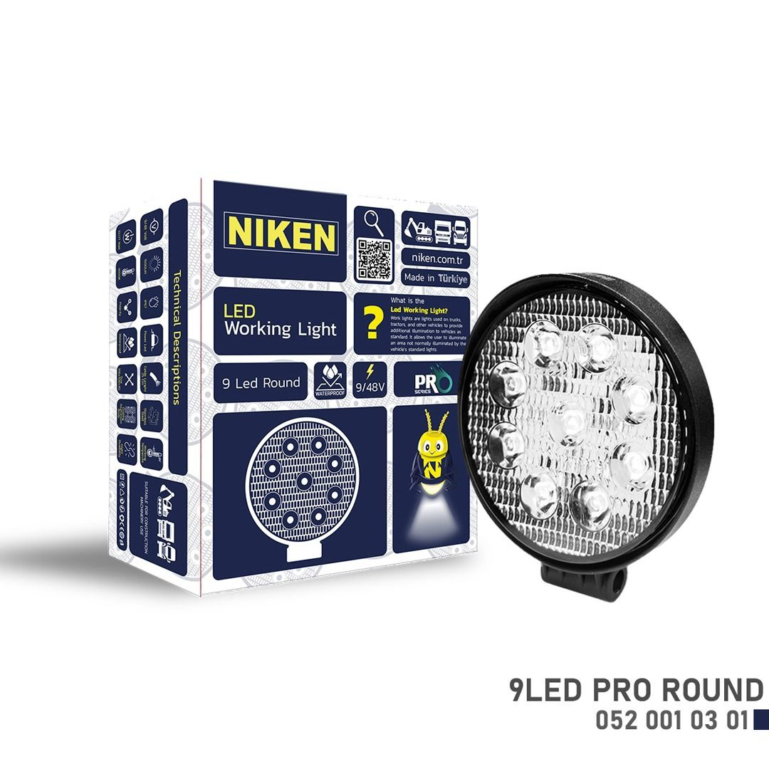 Niken Çalışma Lambası Pro 9 Ledli Yuvarlak Niken Çalışma Lambası Pro 9 Ledli Yuvarlak