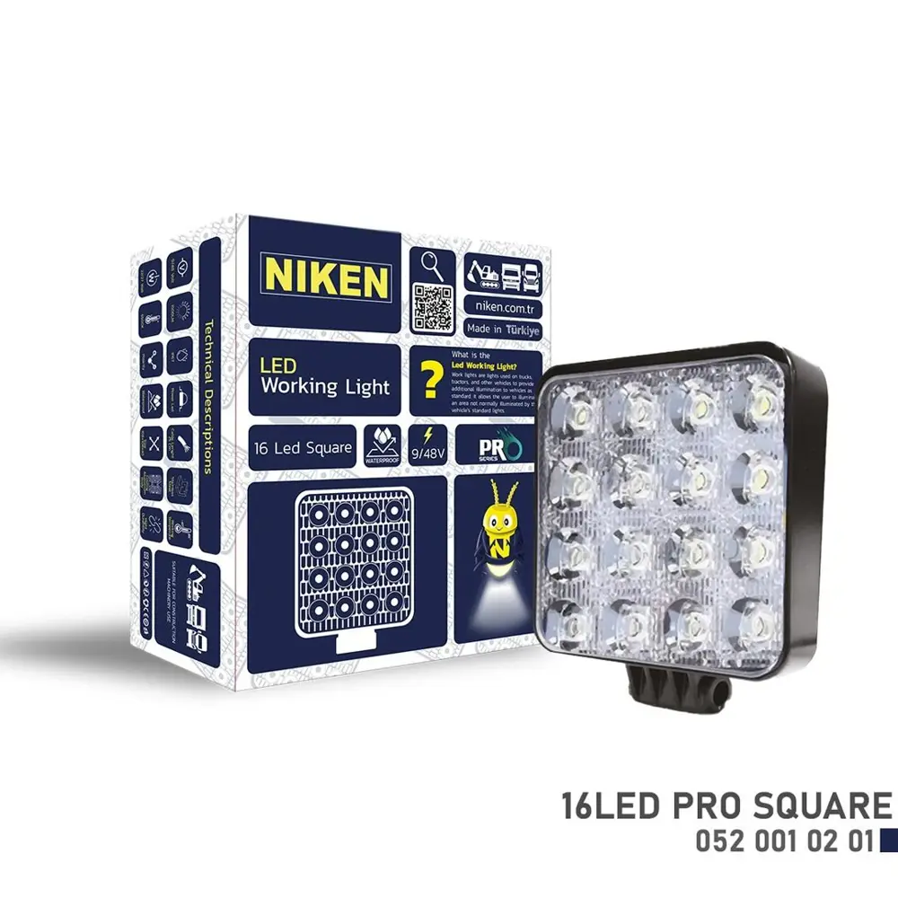 Niken Çalışma Lambası Pro 16 Led Kare Niken Çalışma Lambası Pro 16 Led Kare