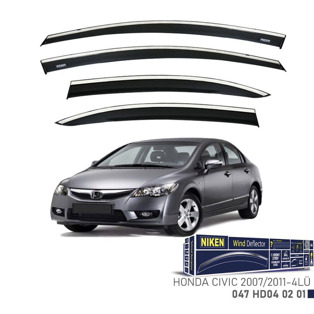 Drs Tuning Niken Honda Uyumlu Civic 2007-2011 Model Kromlu Cam Rüzgarlığı 4L