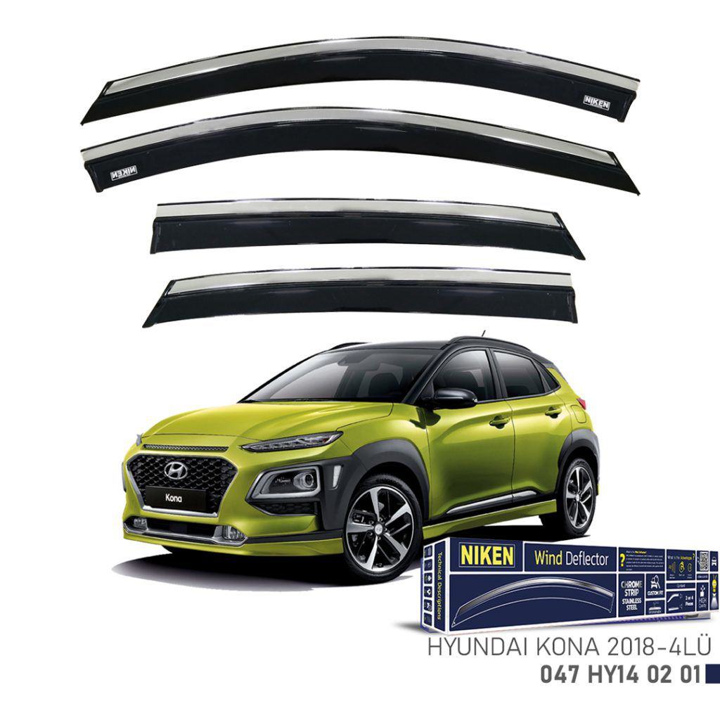 Drs Tuning Niken Hyundai Uyumlu Kona -2018-Kromlu Cam Rüzgarlığı 4Lü Parça