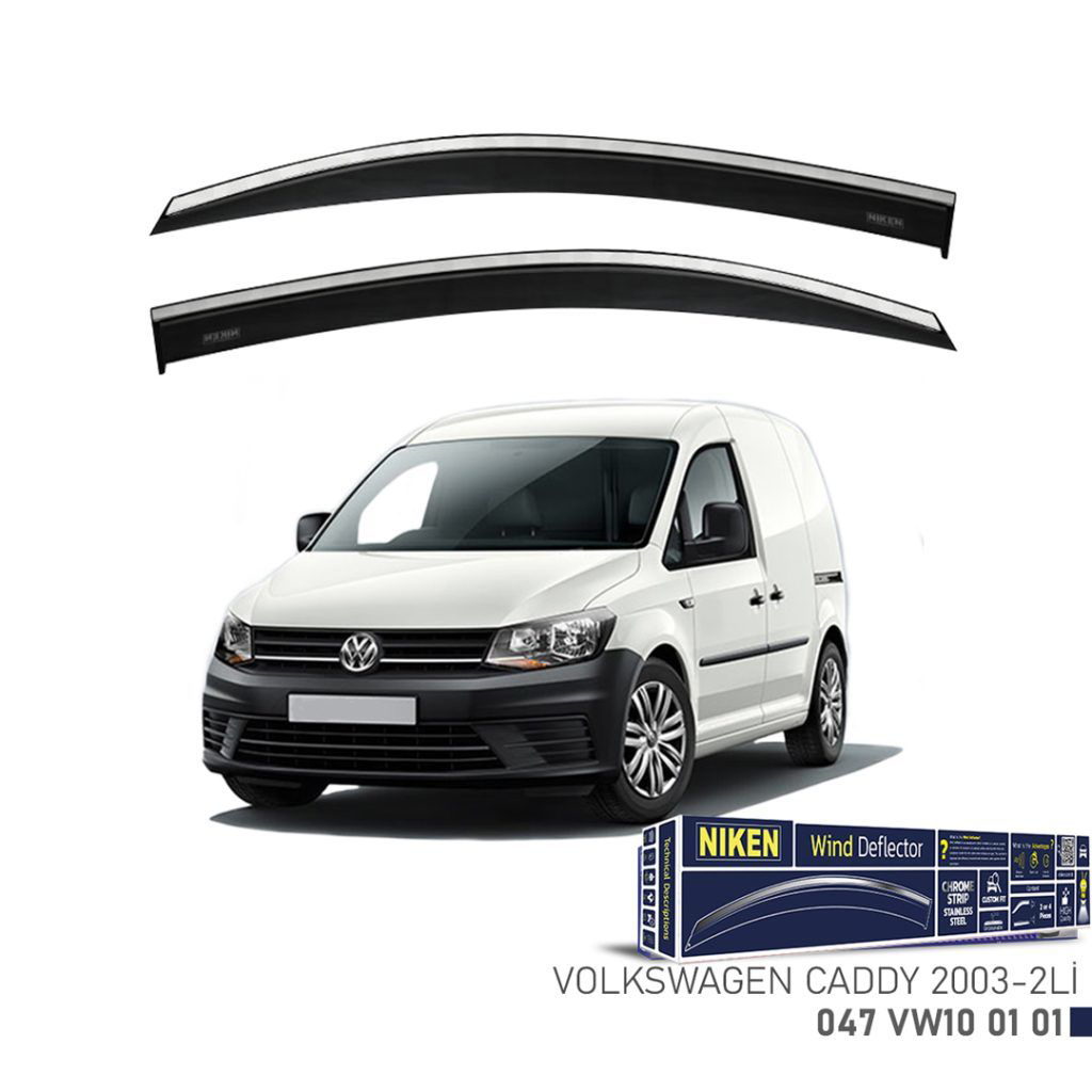 Niken Volkswagen Uyumlu Caddy -2003 Kromlu Cam Rüzgarlığı 2Li