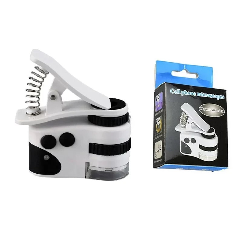 Nikula- 60X Mini Cep Telefonu Için Mandallı Mikroskop Uv Ledli Büyüteç Model AL2431 ( Lisinya )